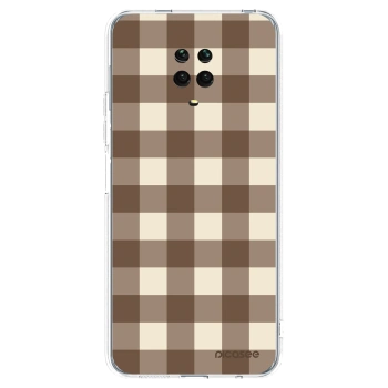 Picasee silikonowe przeźroczyste etui na Xiaomi Redmi Note 9 Pro - Brown grid