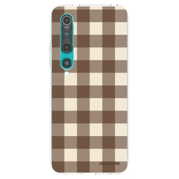 Picasee silikonowe przeźroczyste etui na Xiaomi Mi 10 - Brown grid