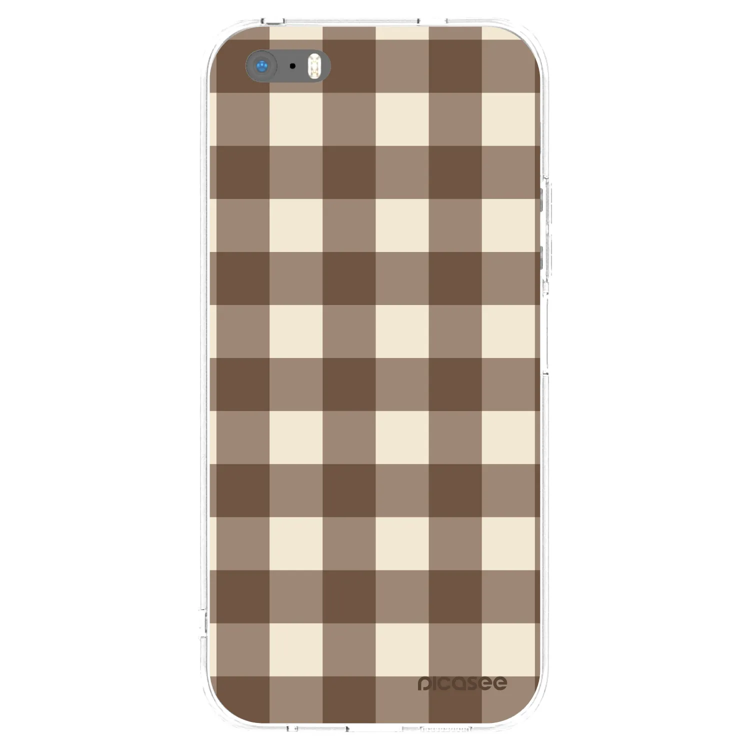 Picasee silikonowe przeźroczyste etui na Apple iPhone 5/5S/SE - Brown grid