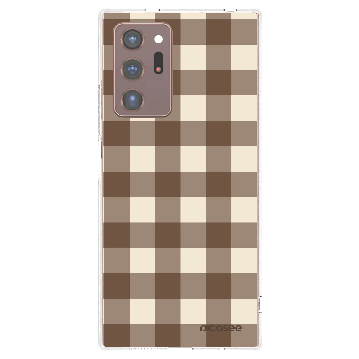 Picasee silikonowe przeźroczyste etui na Samsung Galaxy Note 20 Ultra - Brown grid