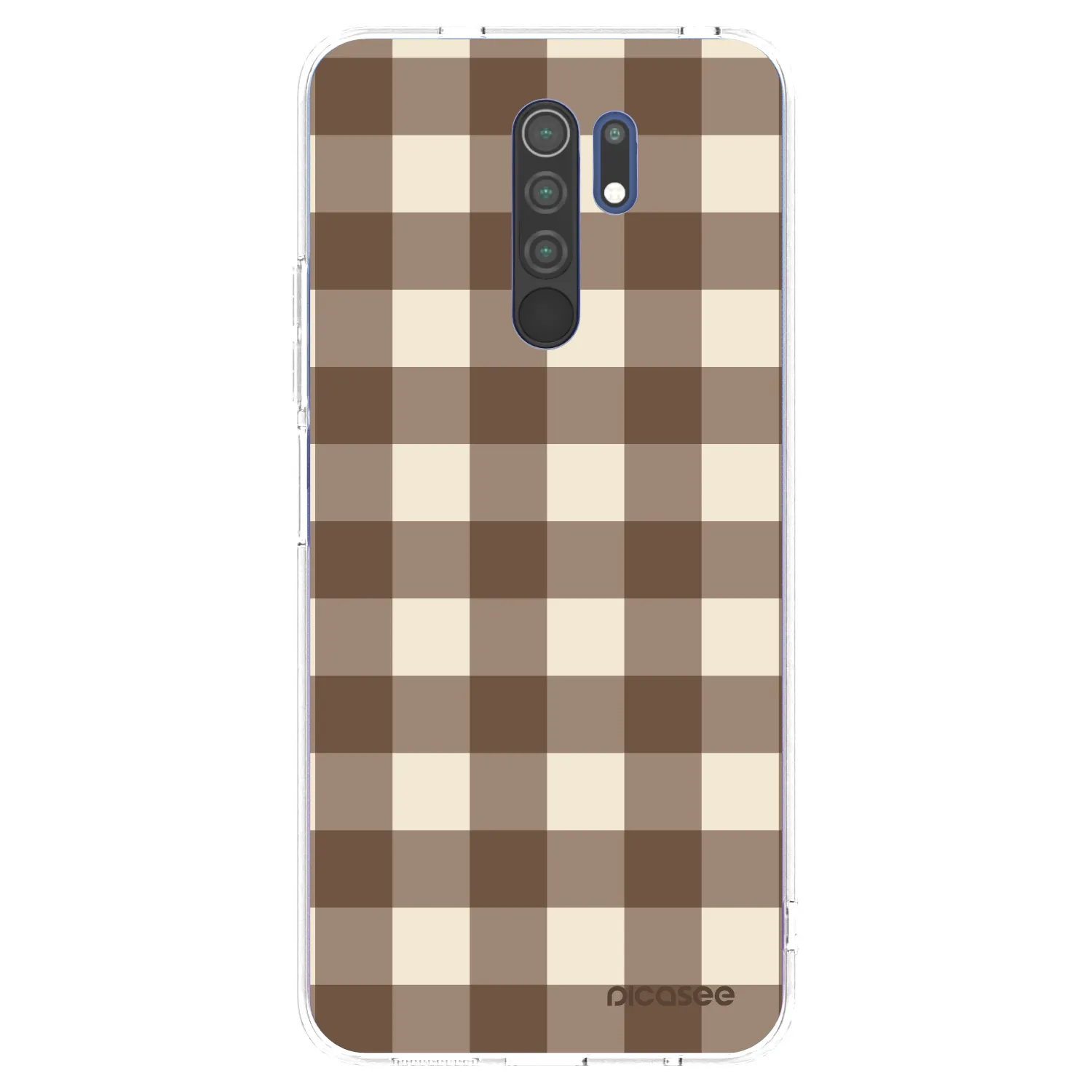 Picasee silikonowe przeźroczyste etui na Xiaomi Redmi 9 - Brown grid