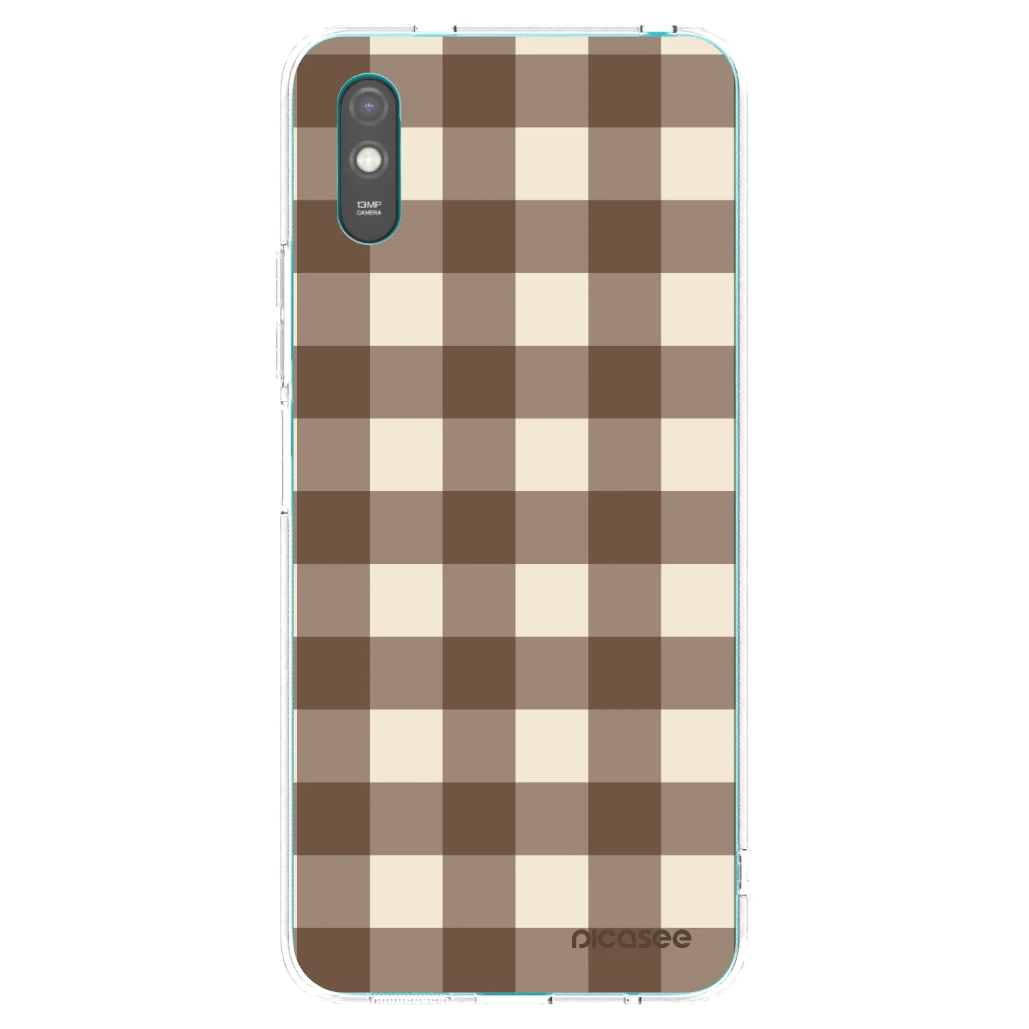 Picasee silikonowe przeźroczyste etui na Xiaomi Redmi 9A - Brown grid