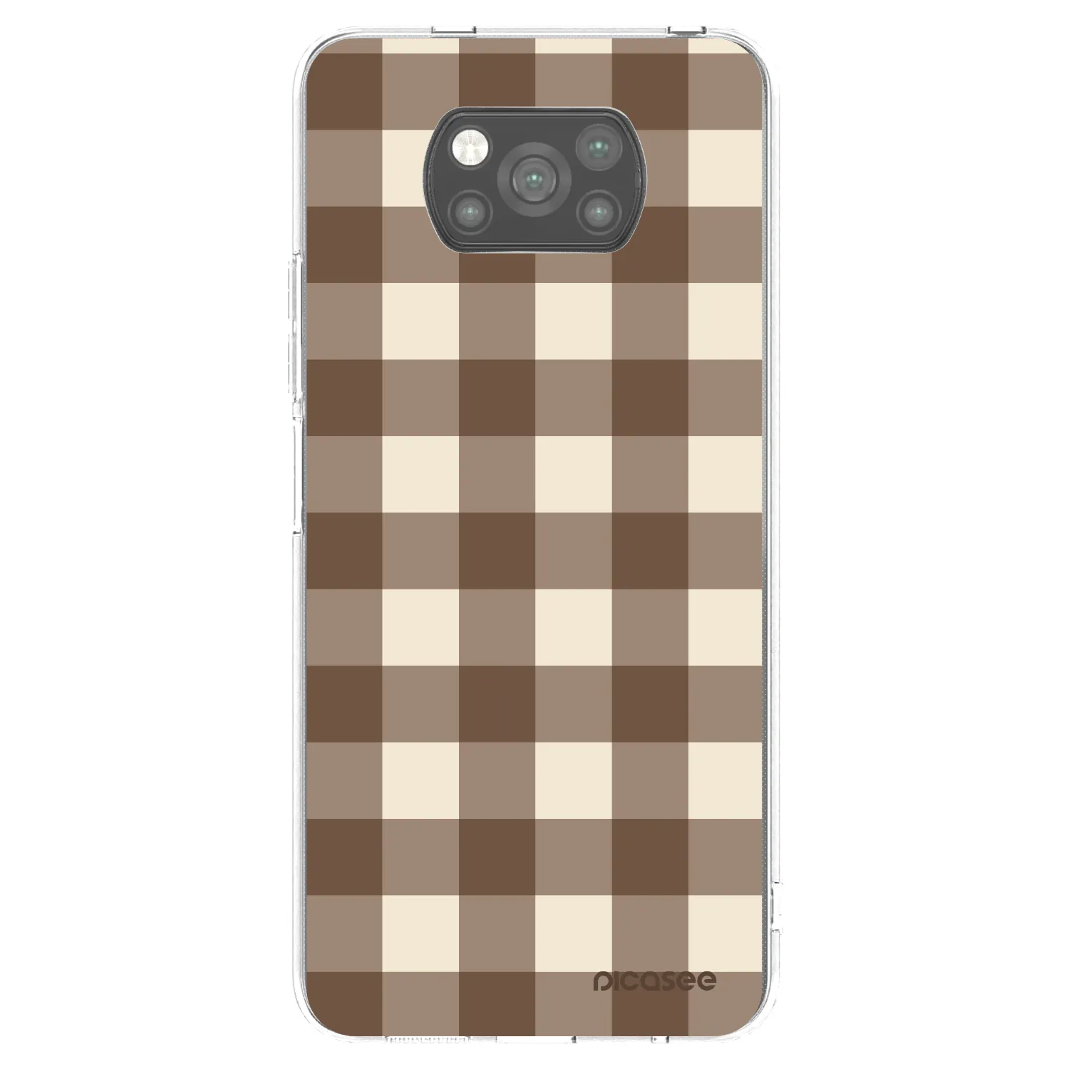 Picasee silikonowe czarne etui na Xiaomi Poco X3 - Brown grid