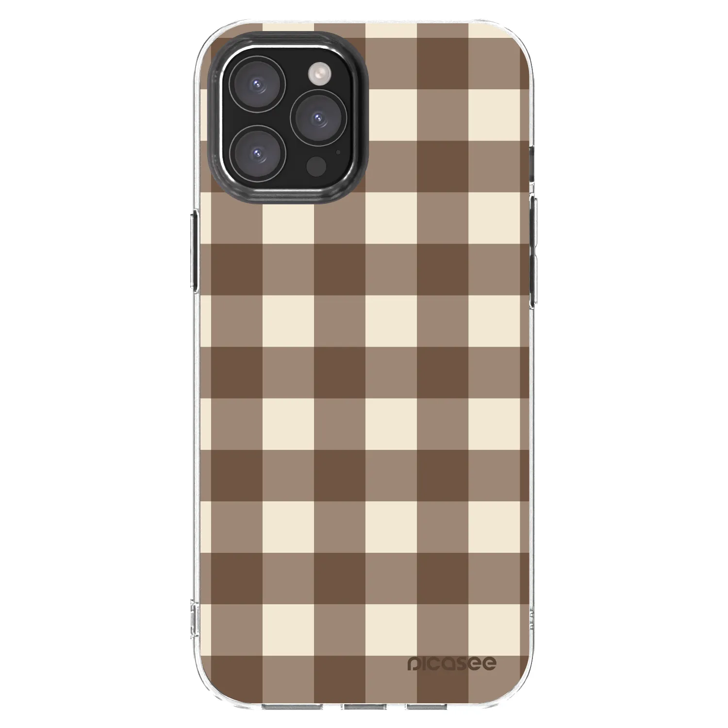 Picasee silikonowe przeźroczyste etui na Apple iPhone 12 Pro Max - Brown grid