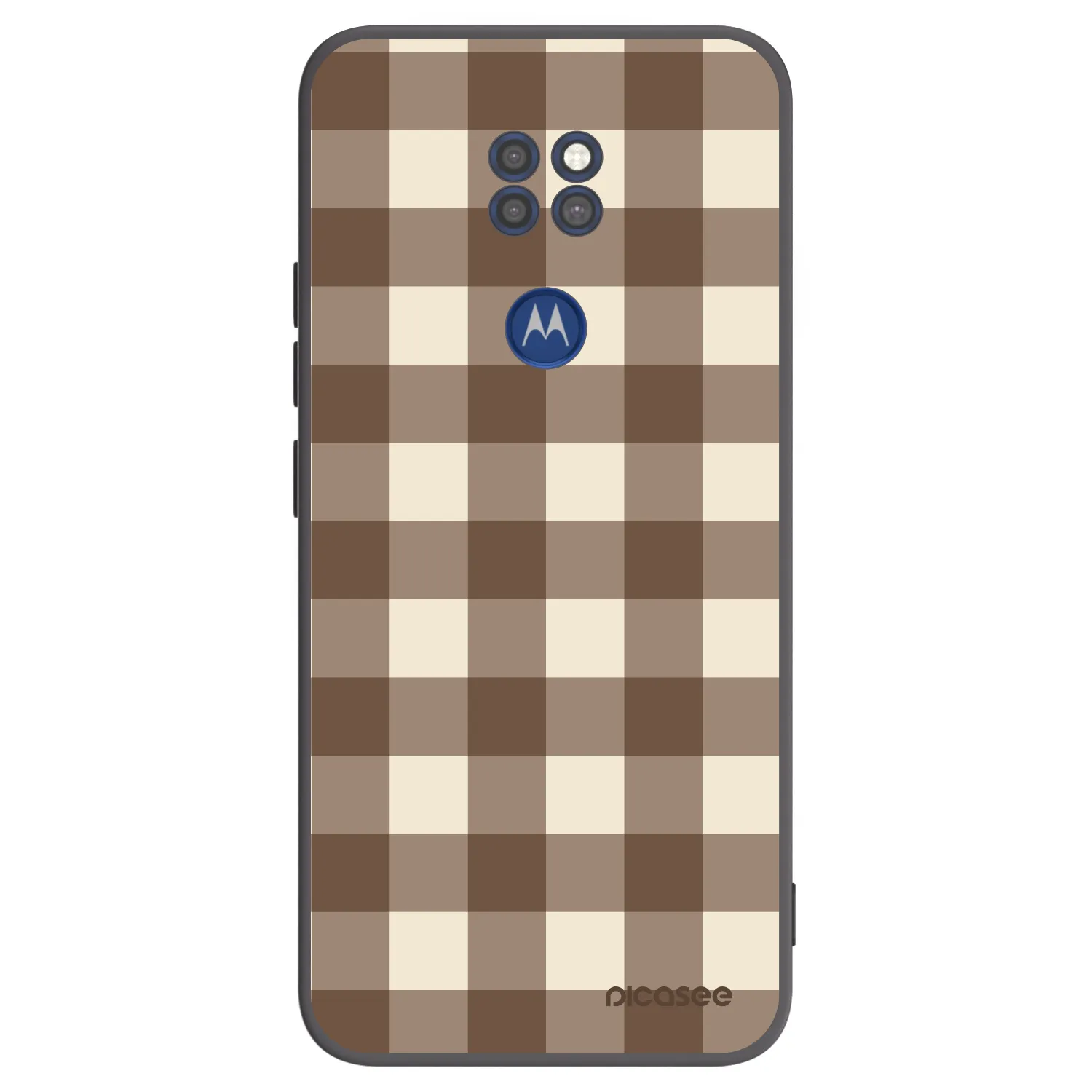 Picasee silikonowe czarne etui na Motorola Moto G9 Play - Brown grid