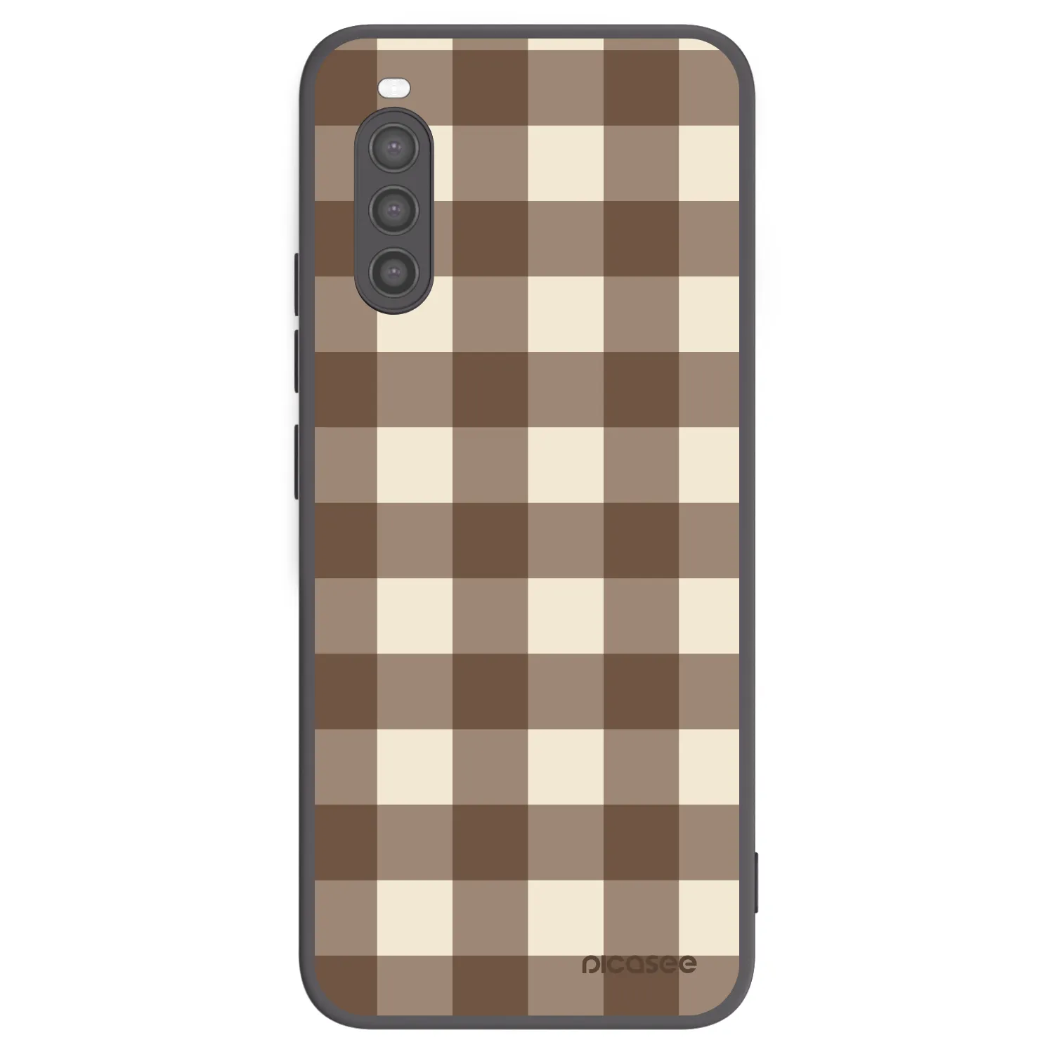 Picasee silikonowe czarne etui na Sony Xperia 10 II - Brown grid