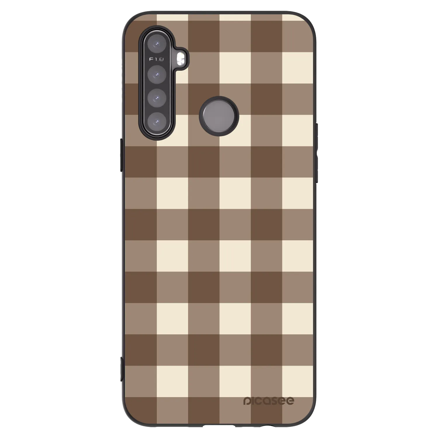 Picasee silikonowe czarne etui na Realme 6i - Brown grid