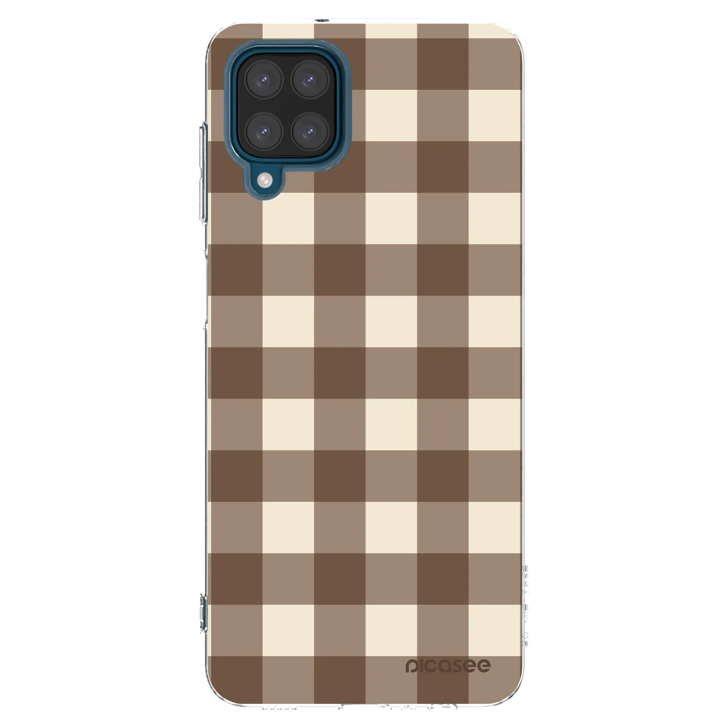 Picasee silikonowe przeźroczyste etui na Samsung Galaxy A12 A125F - Brown grid