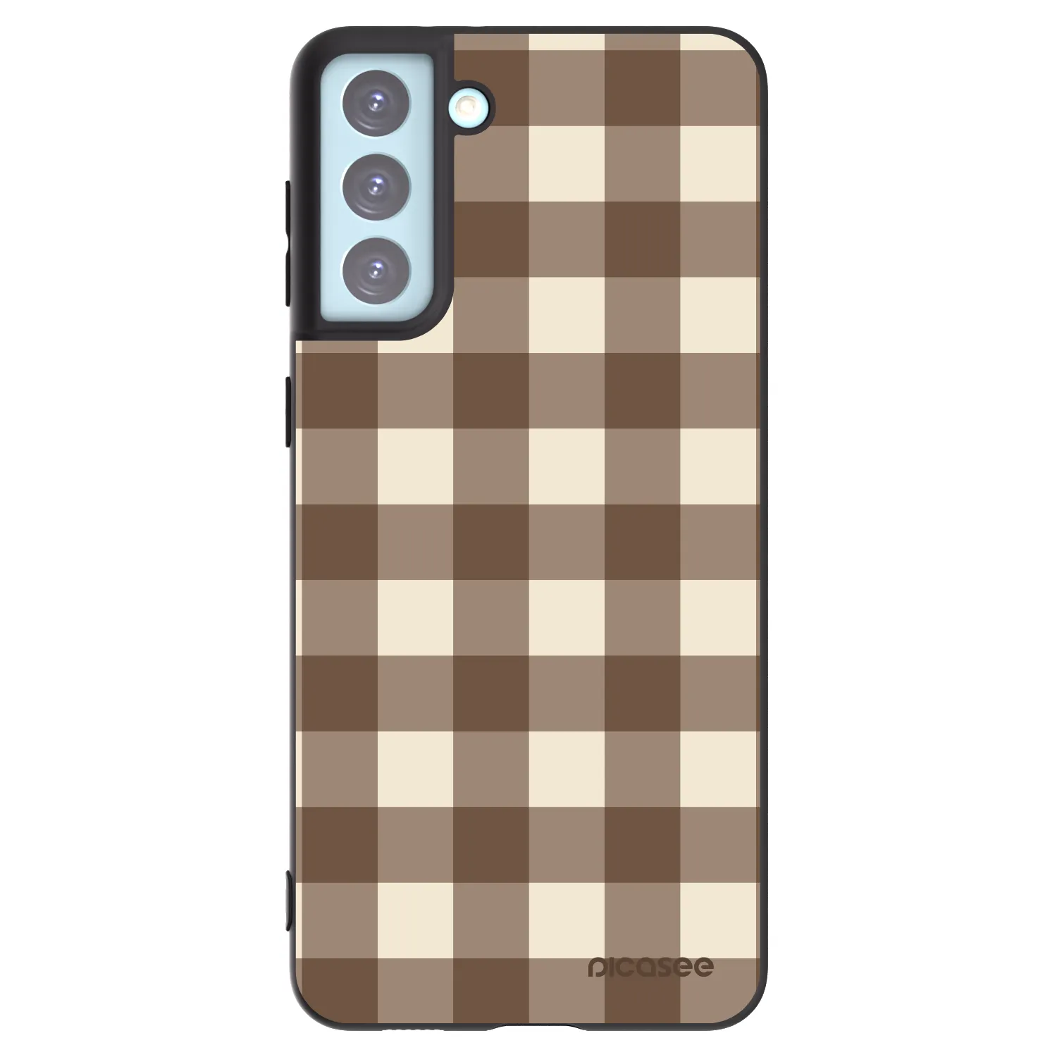 Picasee silikonowe czarne etui na Samsung Galaxy S21+ 5G G996F - Brown grid