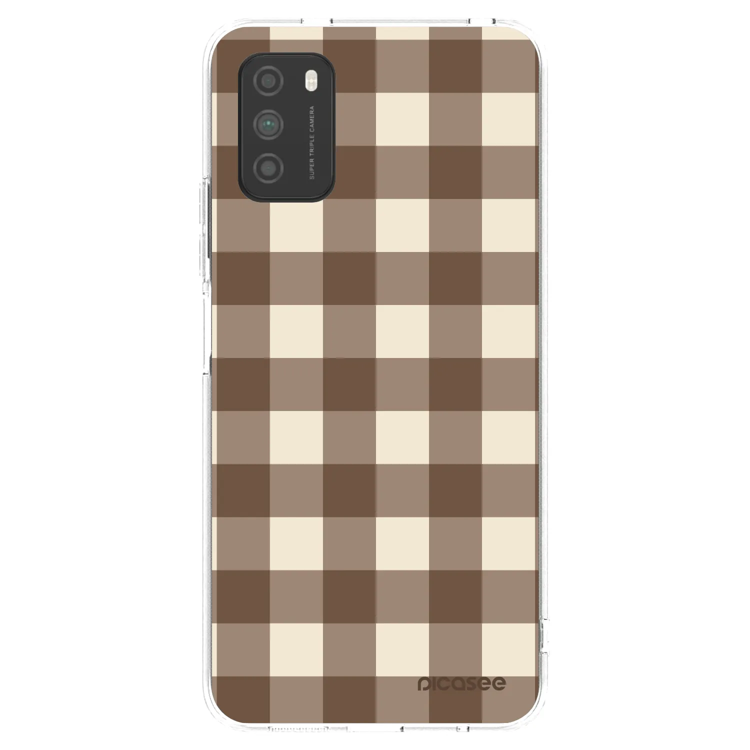 Picasee silikonowe przeźroczyste etui na Xiaomi Poco M3 - Brown grid