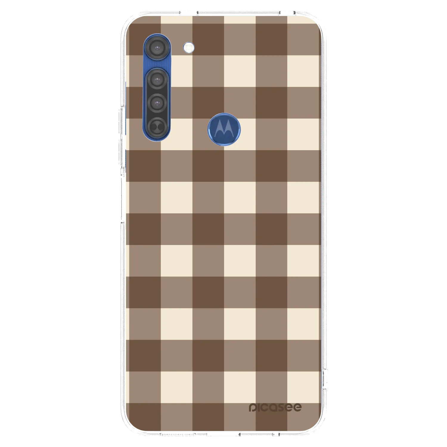 Picasee silikonowe przeźroczyste etui na Motorola Moto G8 - Brown grid