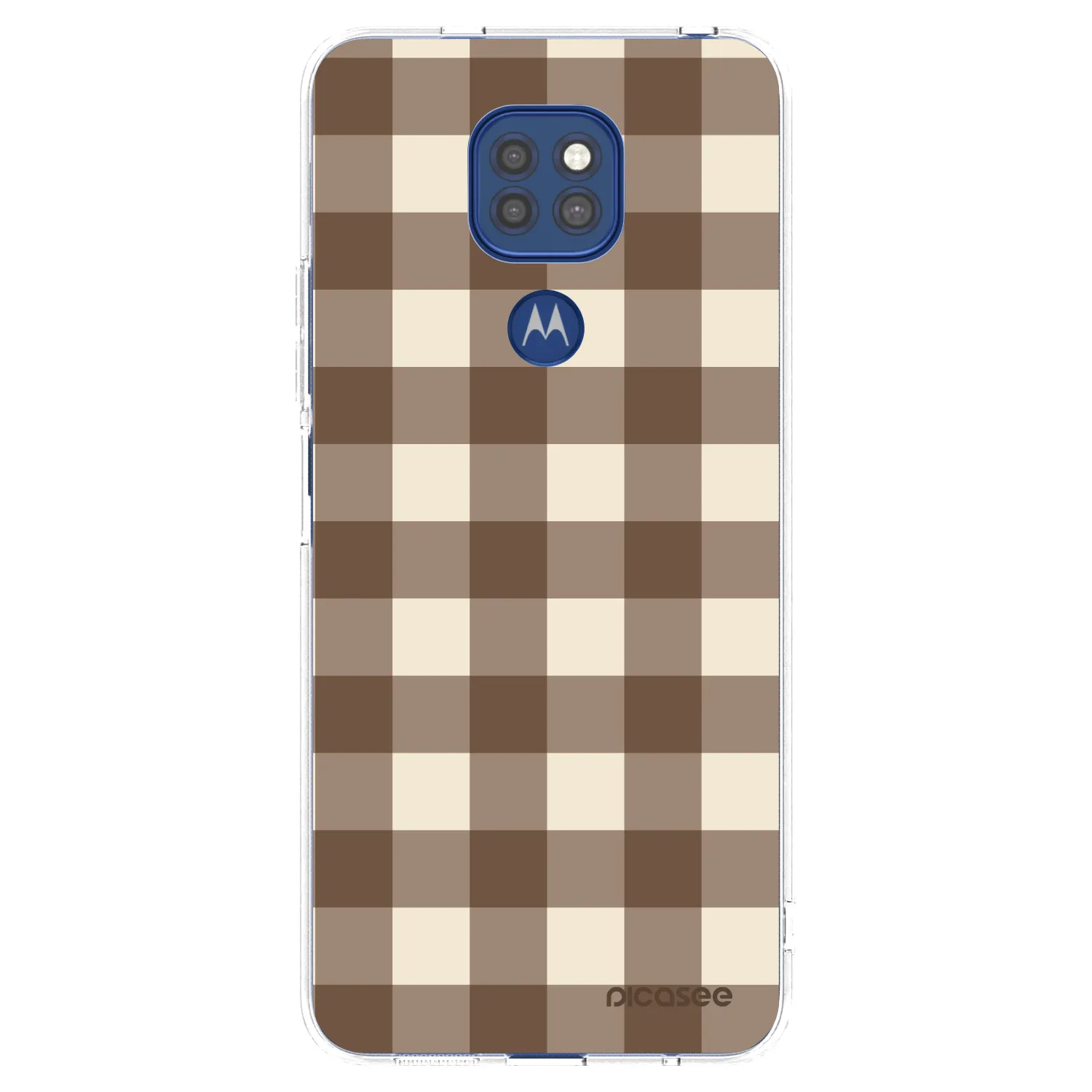 Picasee silikonowe przeźroczyste etui na Motorola Moto G9 Play - Brown grid
