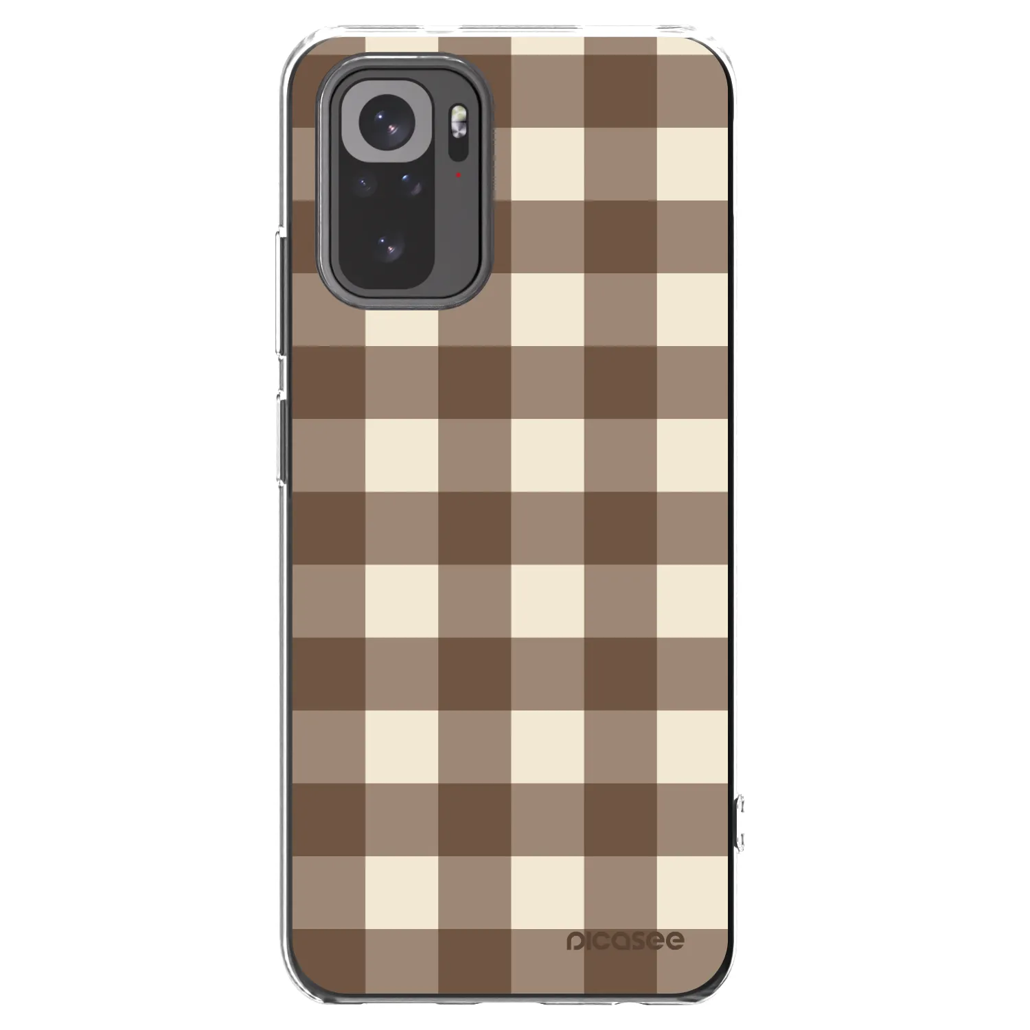 Picasee silikonowe przeźroczyste etui na Xiaomi Redmi Note 10 - Brown grid