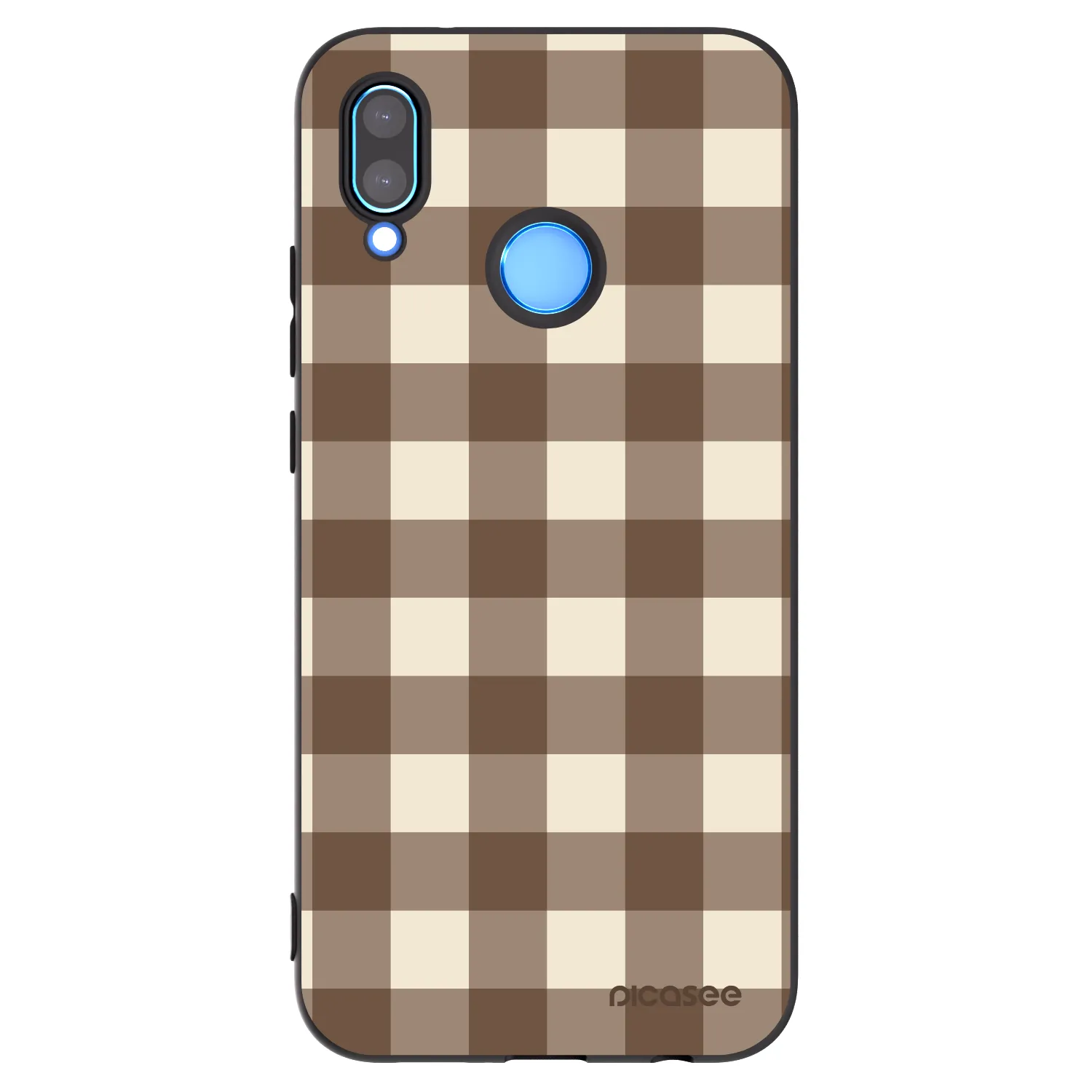 Picasee silikonowe czarne etui na Huawei P20 Lite - Brown grid