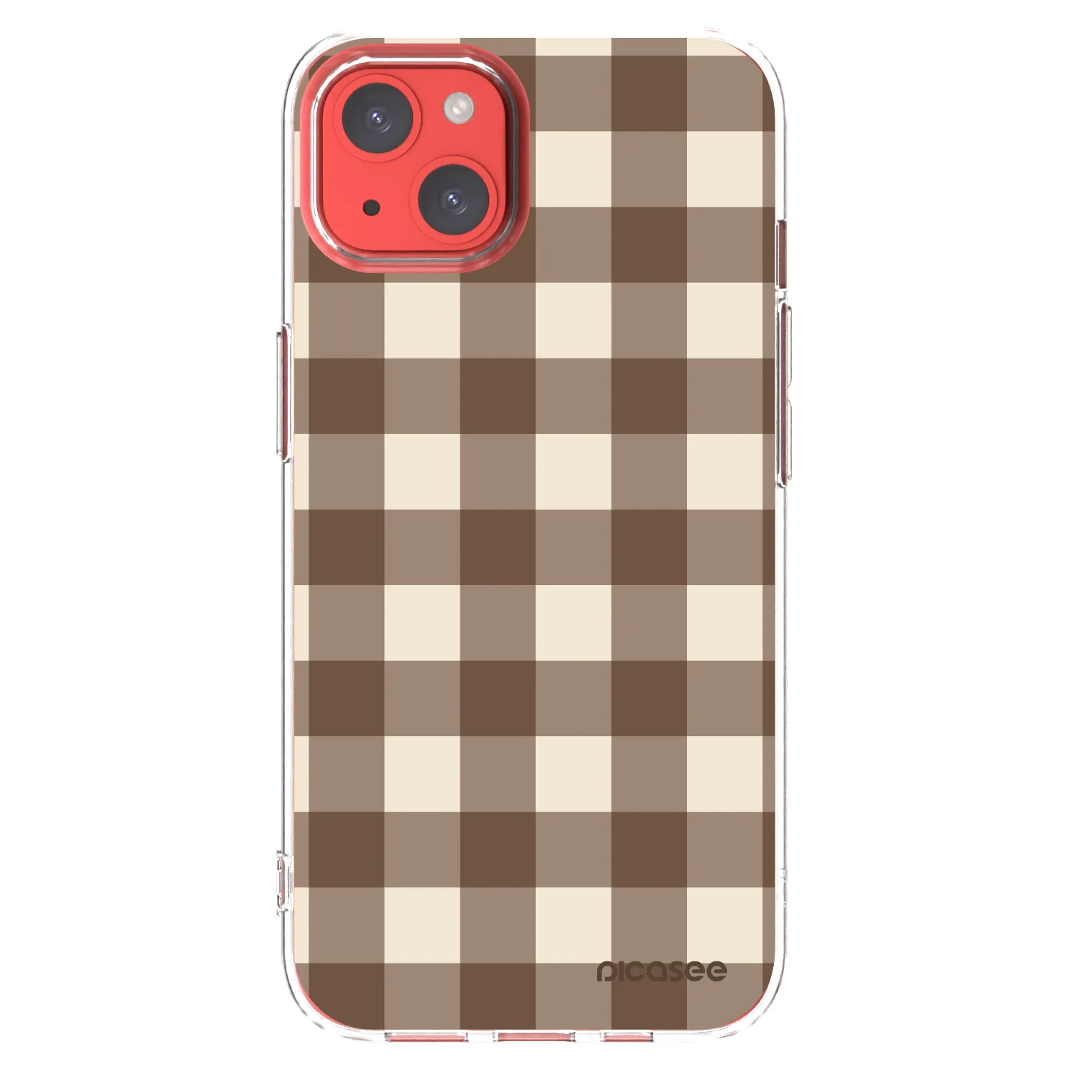 Picasee silikonowe przeźroczyste etui na Apple iPhone 13 - Brown grid