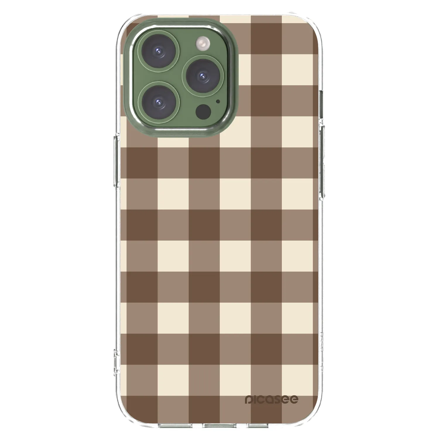 Picasee silikonowe przeźroczyste etui na Apple iPhone 13 Pro - Brown grid