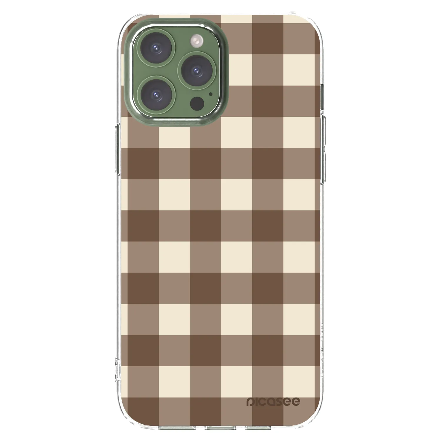 Picasee silikonowe przeźroczyste etui na Apple iPhone 13 Pro Max - Brown grid