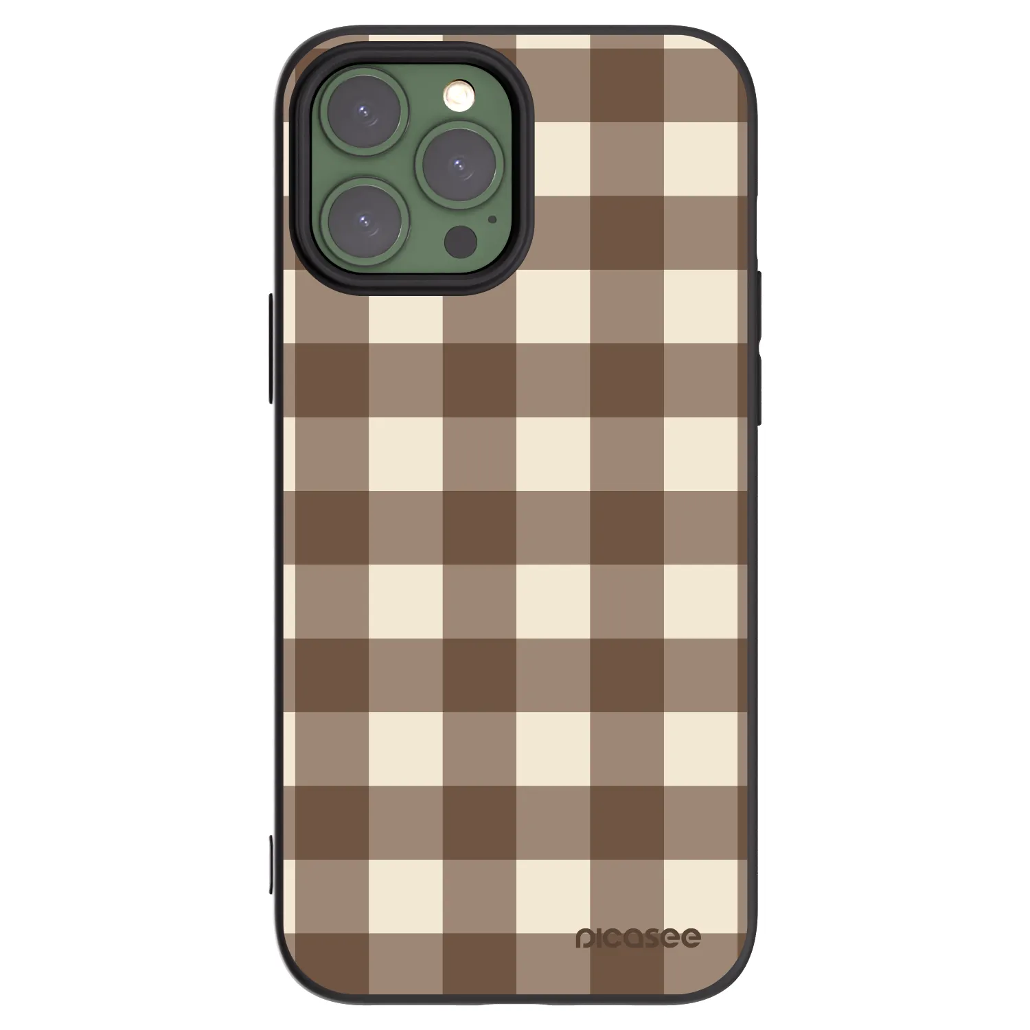 Picasee silikonowe czarne etui na Apple iPhone 13 Pro Max - Brown grid