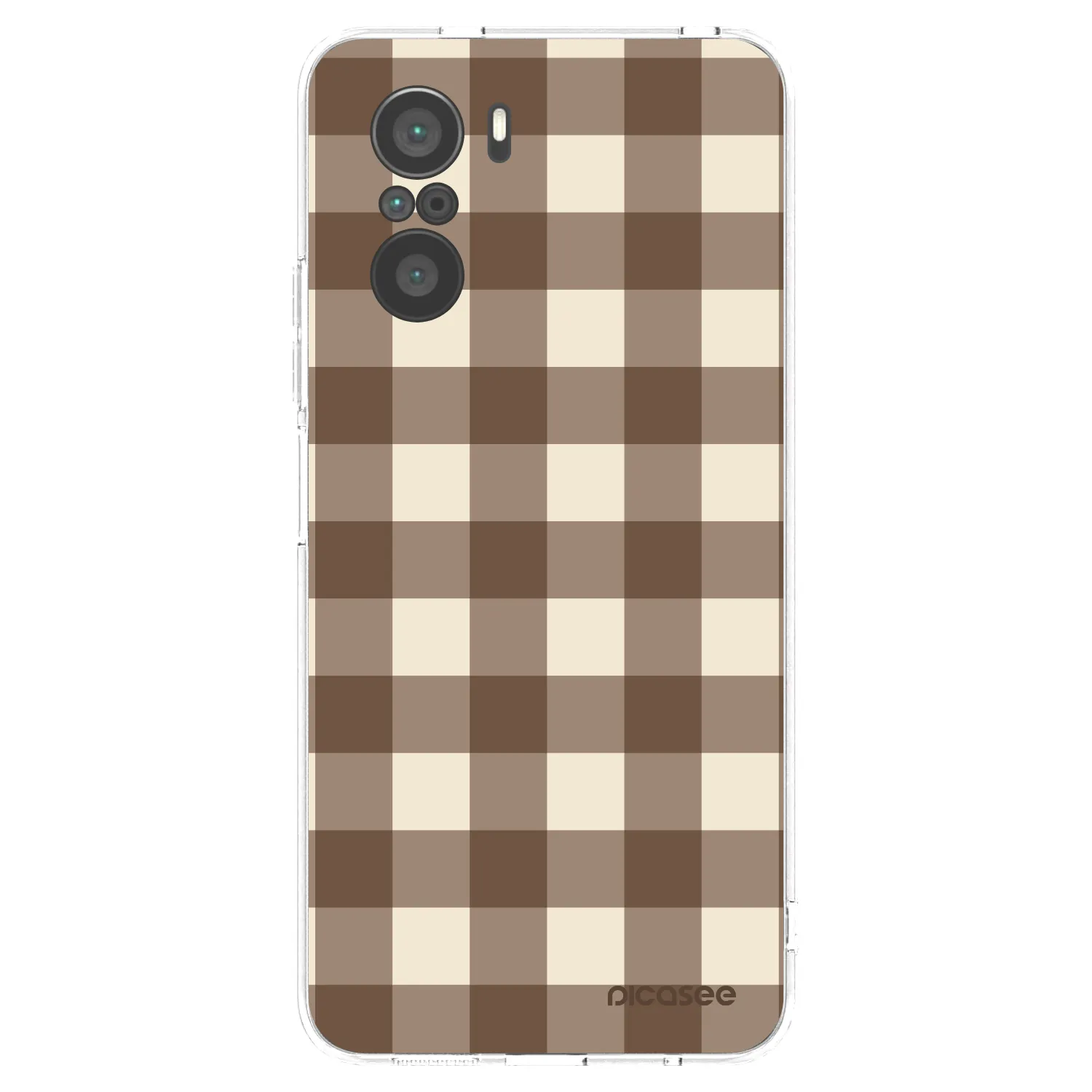 Picasee silikonowe przeźroczyste etui na Xiaomi Poco F3 - Brown grid