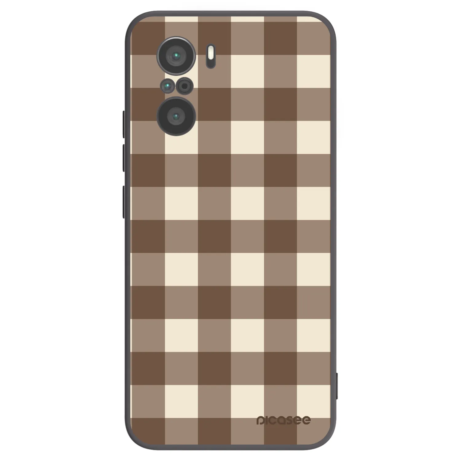 Picasee silikonowe czarne etui na Xiaomi Poco F3 - Brown grid