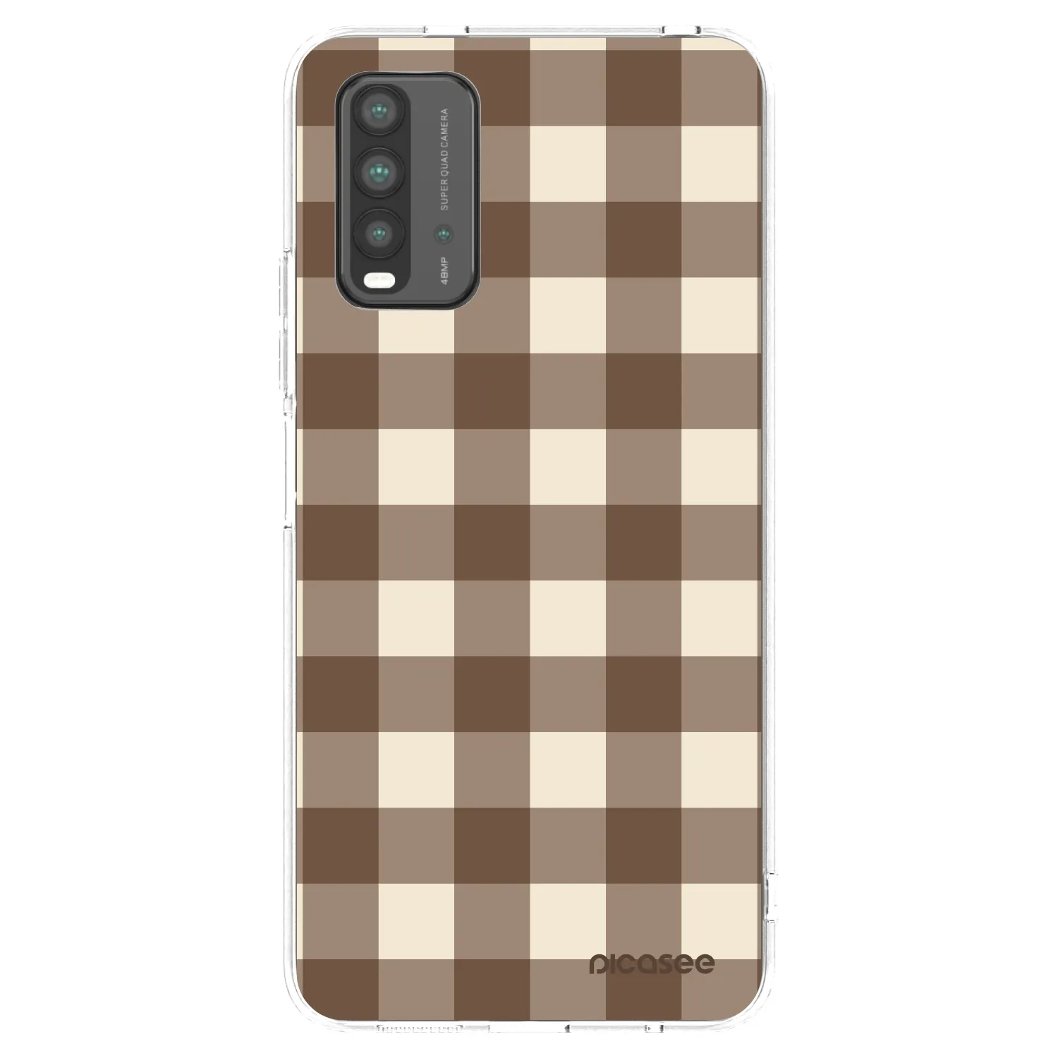 Picasee silikonowe czarne etui na Xiaomi Redmi 9T - Brown grid