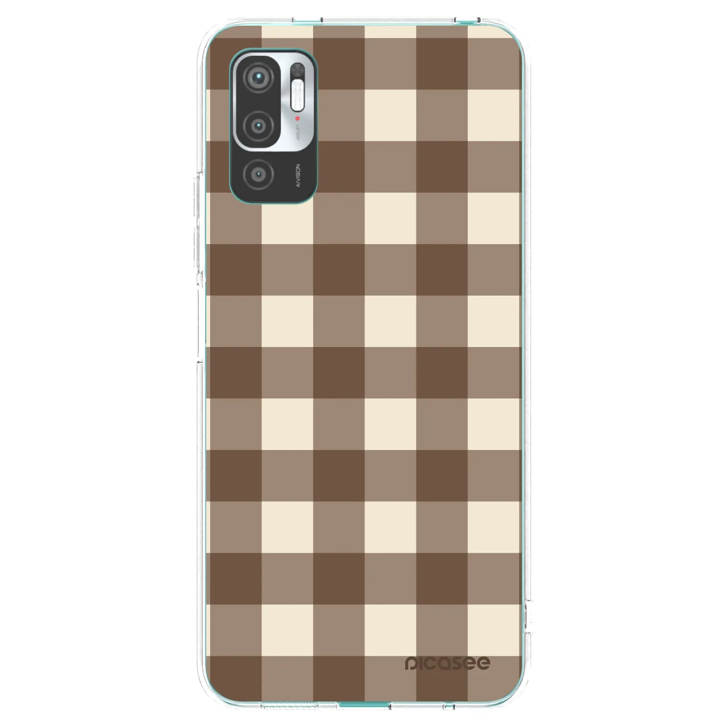 Picasee silikonowe przeźroczyste etui na Xiaomi Redmi Note 10 5G - Brown grid