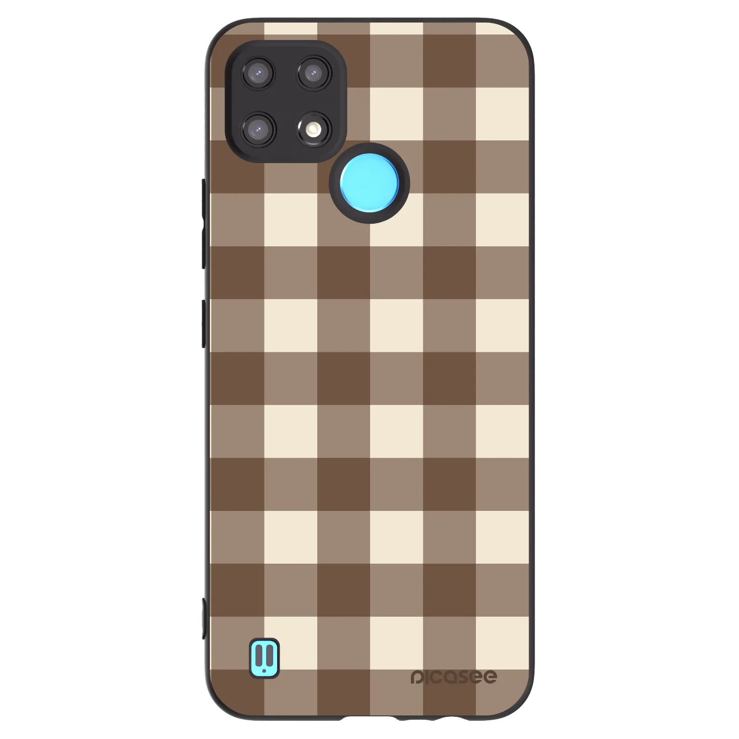 Picasee silikonowe czarne etui na Realme C21 - Brown grid