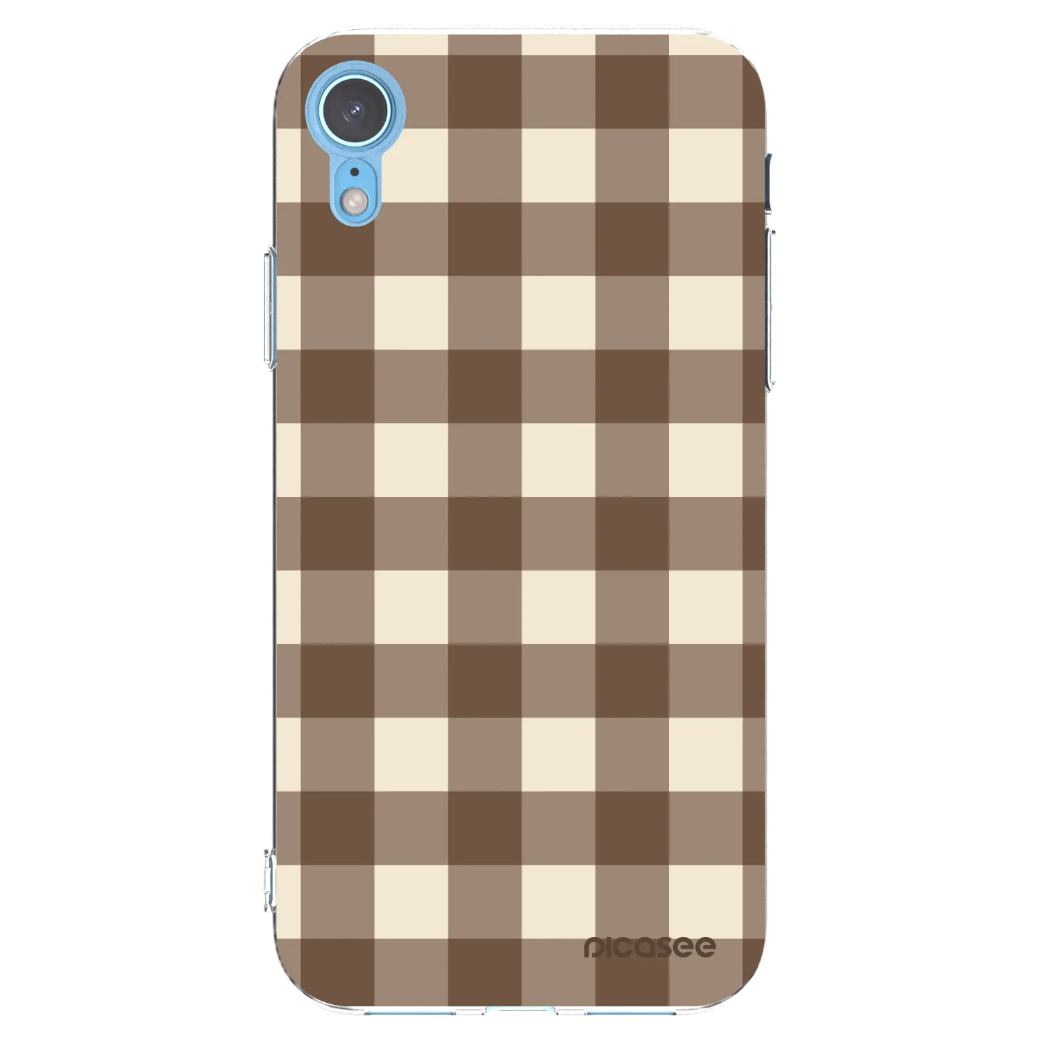 Picasee silikonowe przeźroczyste etui na Apple iPhone XR - Brown grid