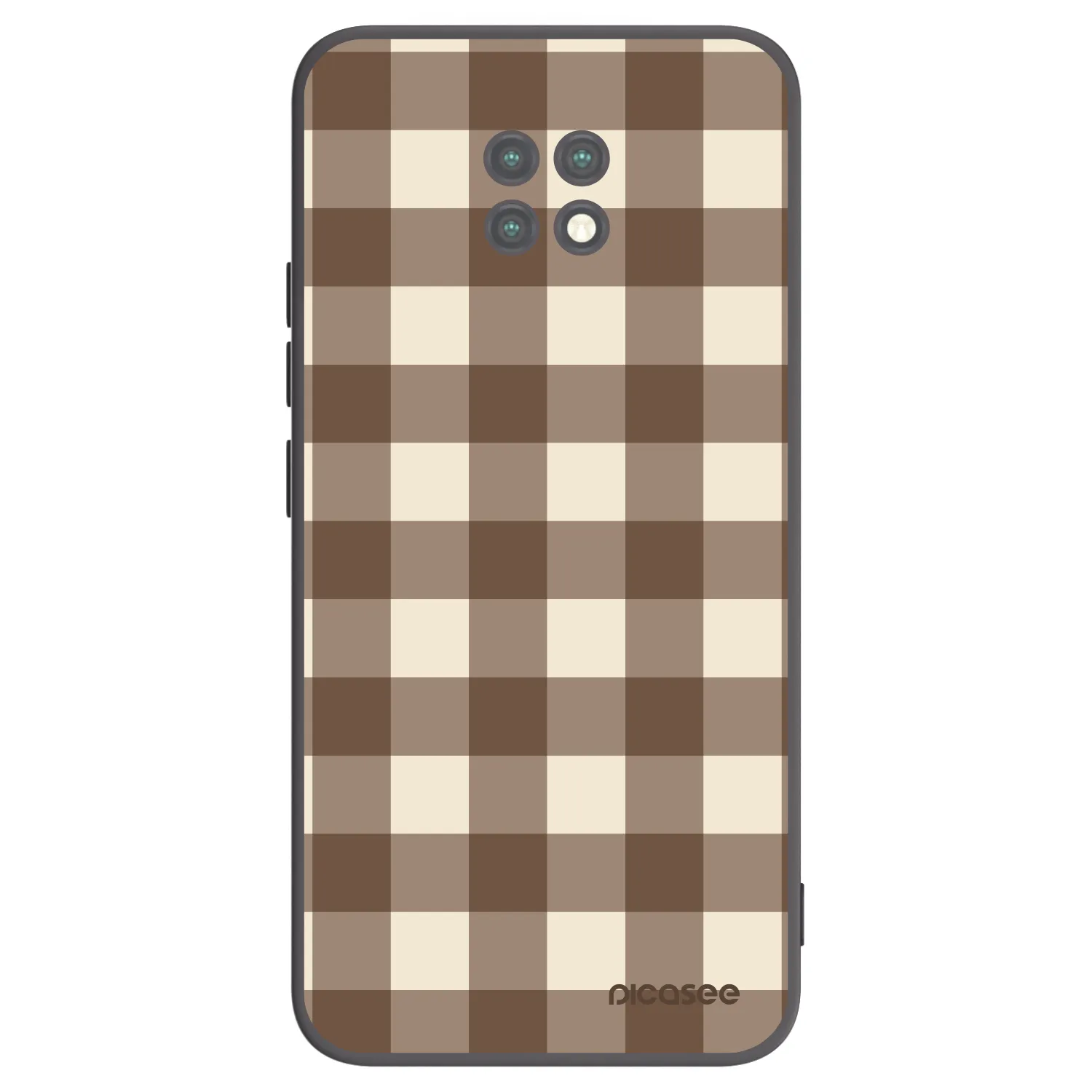 Picasee silikonowe czarne etui na Xiaomi Redmi Note 9T - Brown grid