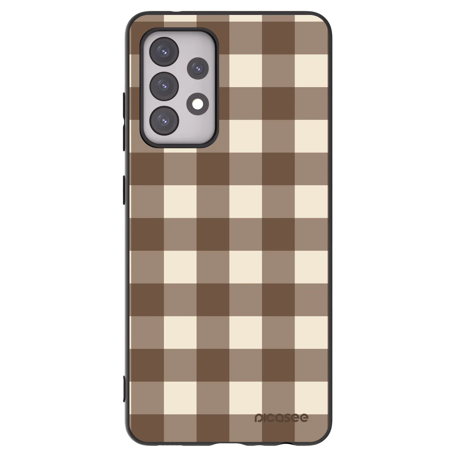 Picasee silikonowe czarne etui na Samsung Galaxy A52s 5G A528B - Brown grid
