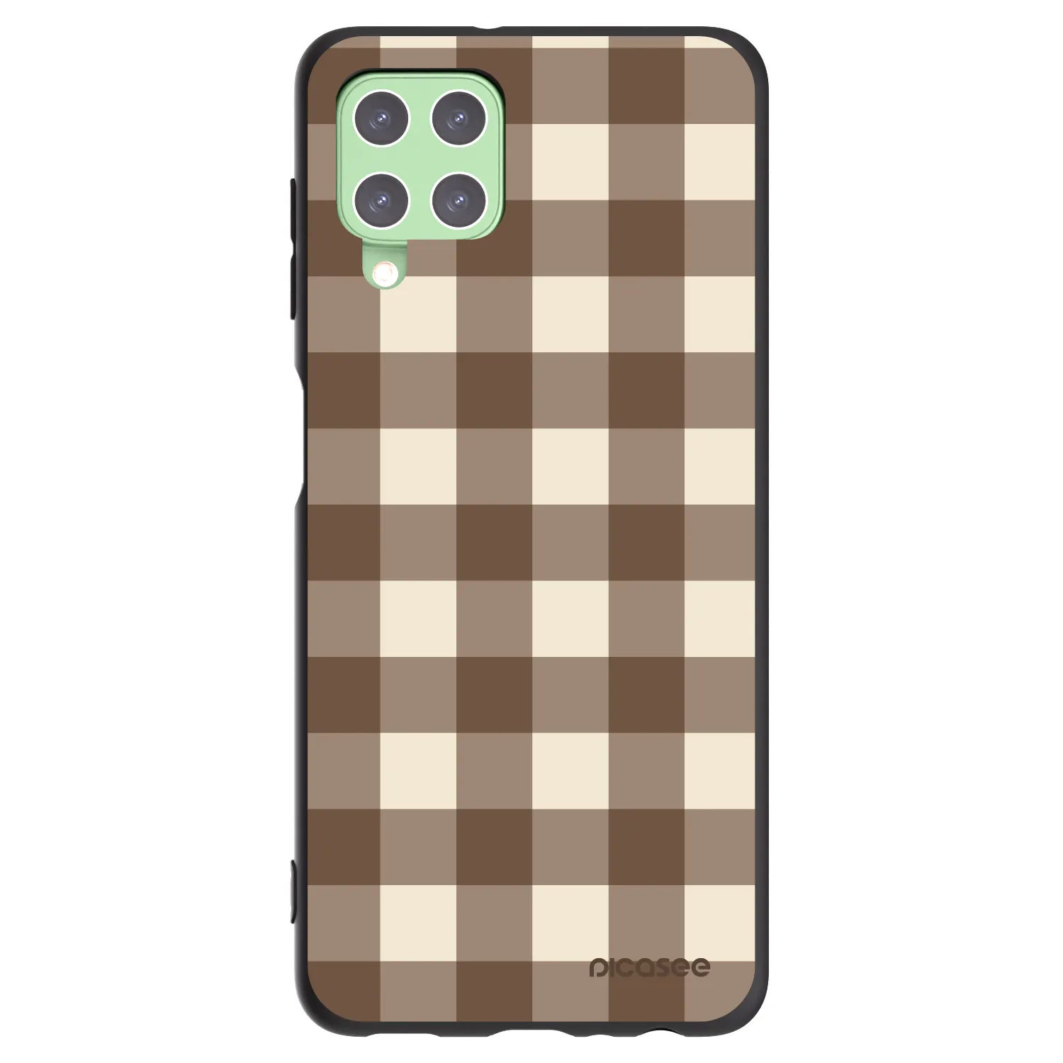 Picasee silikonowe czarne etui na Samsung Galaxy A22 A225F 4G - Brown grid