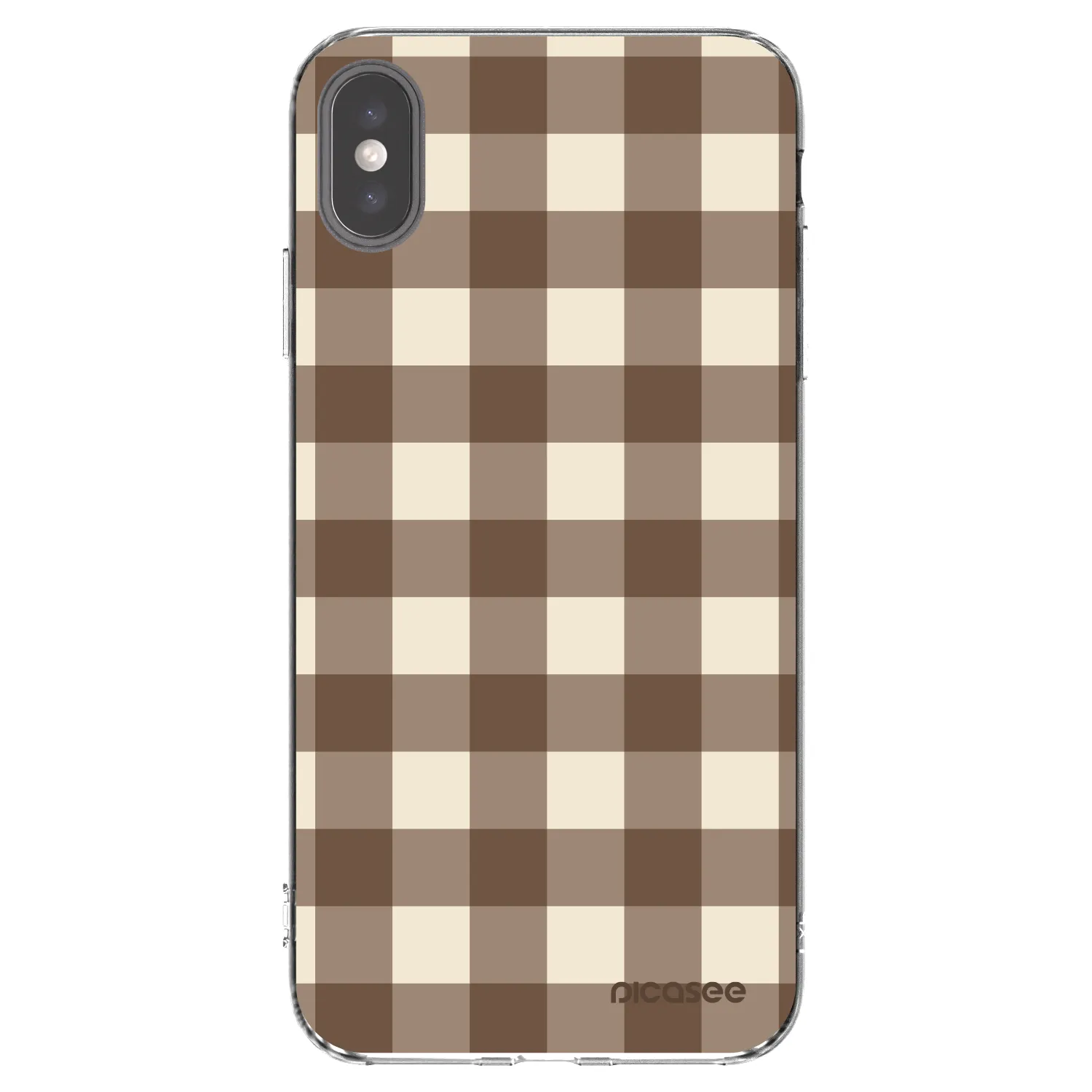 Picasee silikonowe przeźroczyste etui na Apple iPhone XS Max - Brown grid