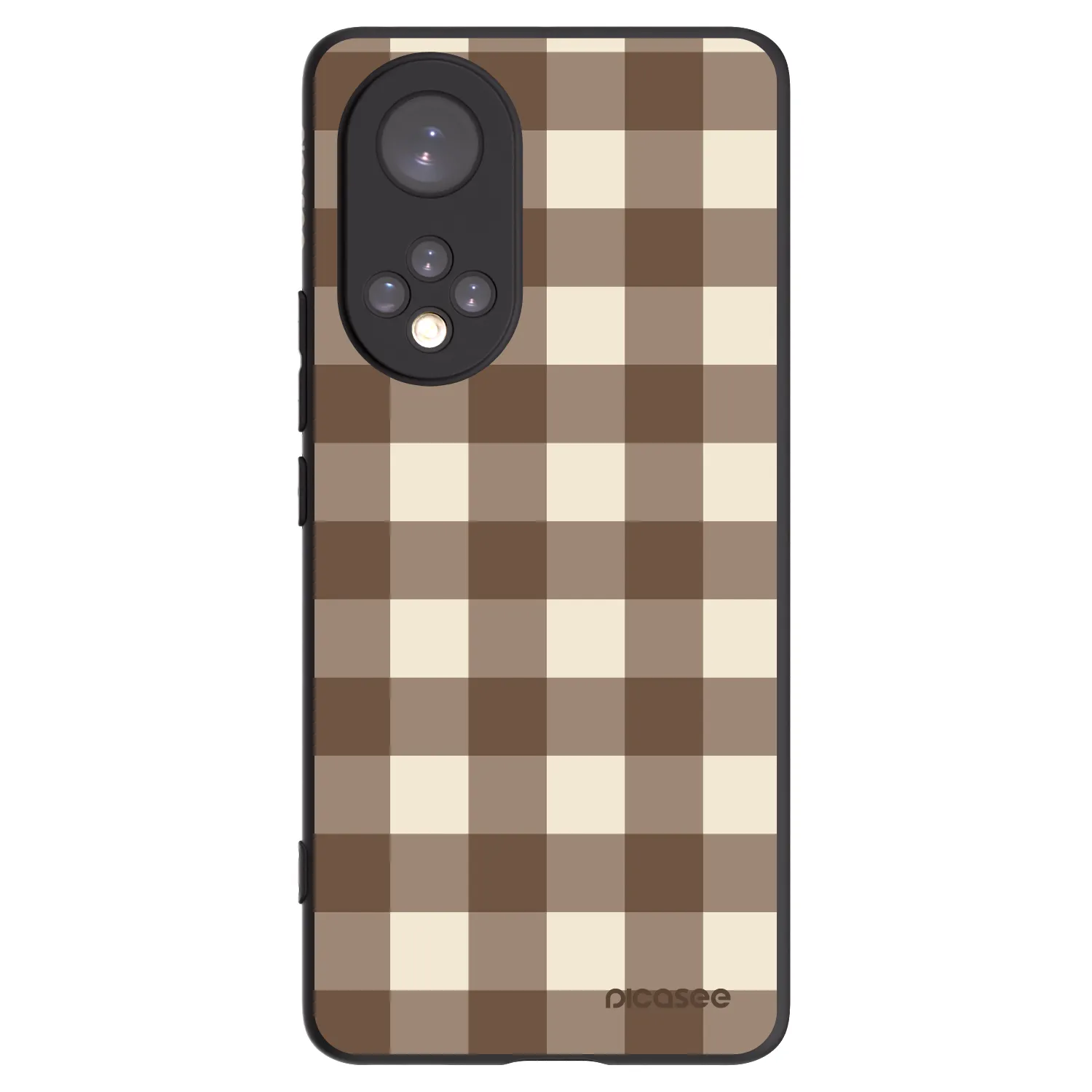 Picasee silikonowe czarne etui na Huawei Nova 9 - Brown grid
