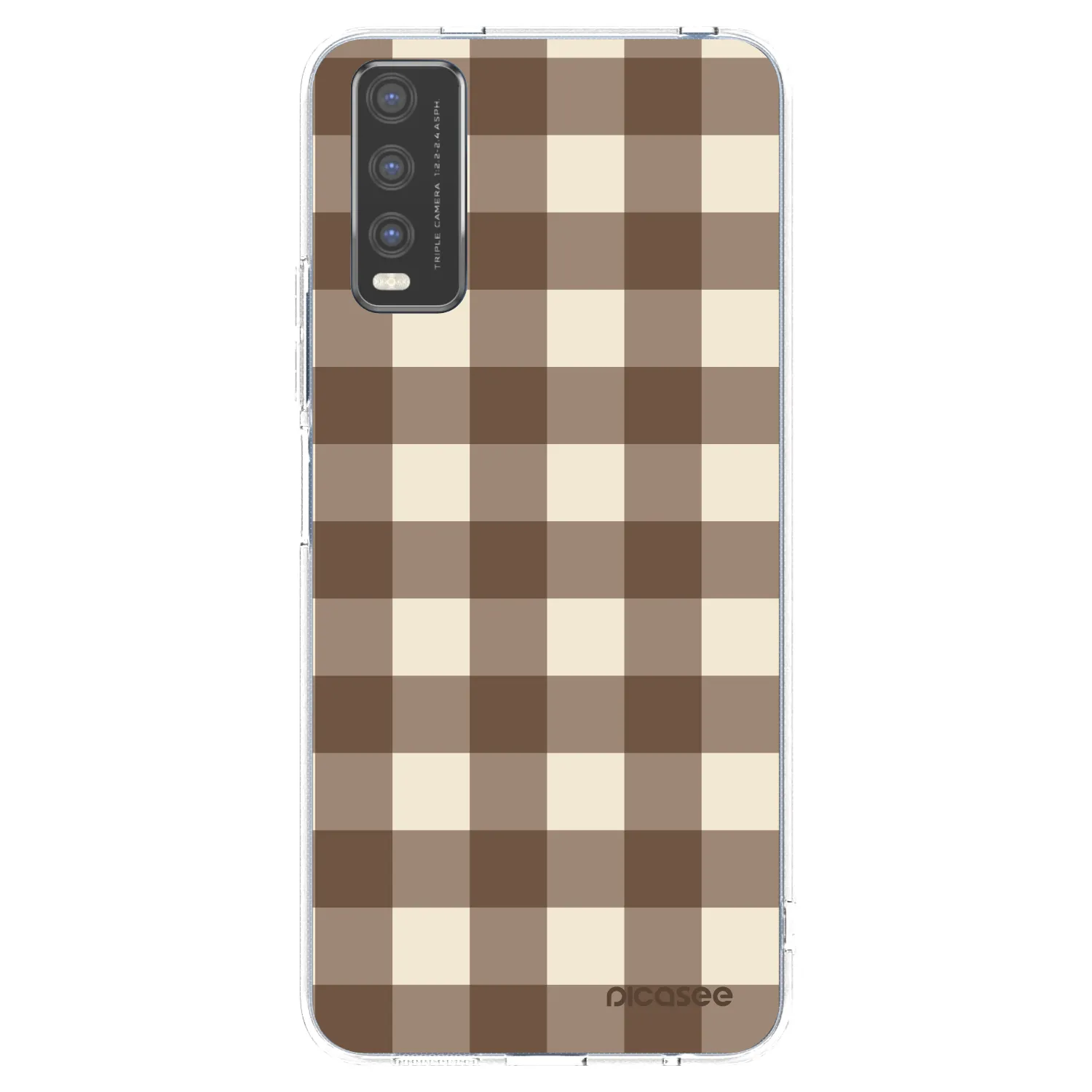 Picasee silikonowe przeźroczyste etui na Vivo Y20s - Brown grid