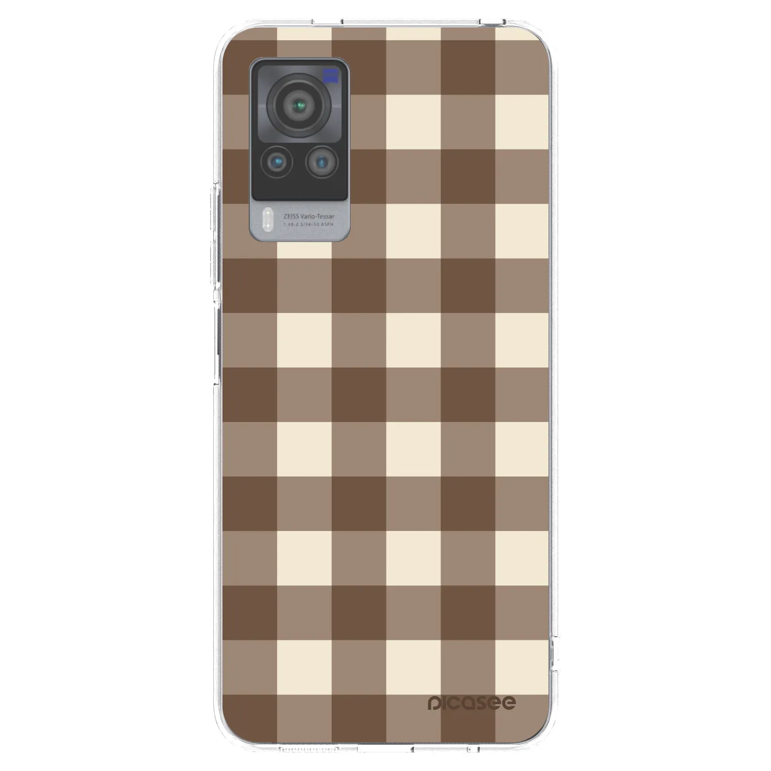 Picasee silikonowe przeźroczyste etui na Vivo X60 Pro 5G - Brown grid