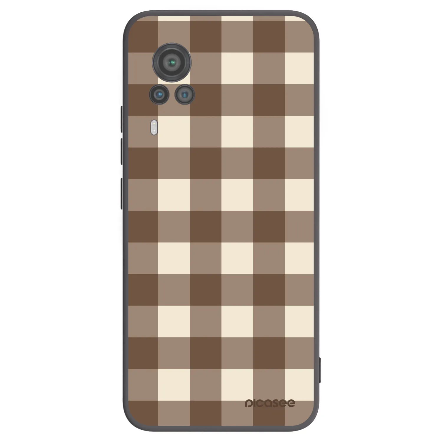 Picasee silikonowe czarne etui na Vivo X60 Pro 5G - Brown grid