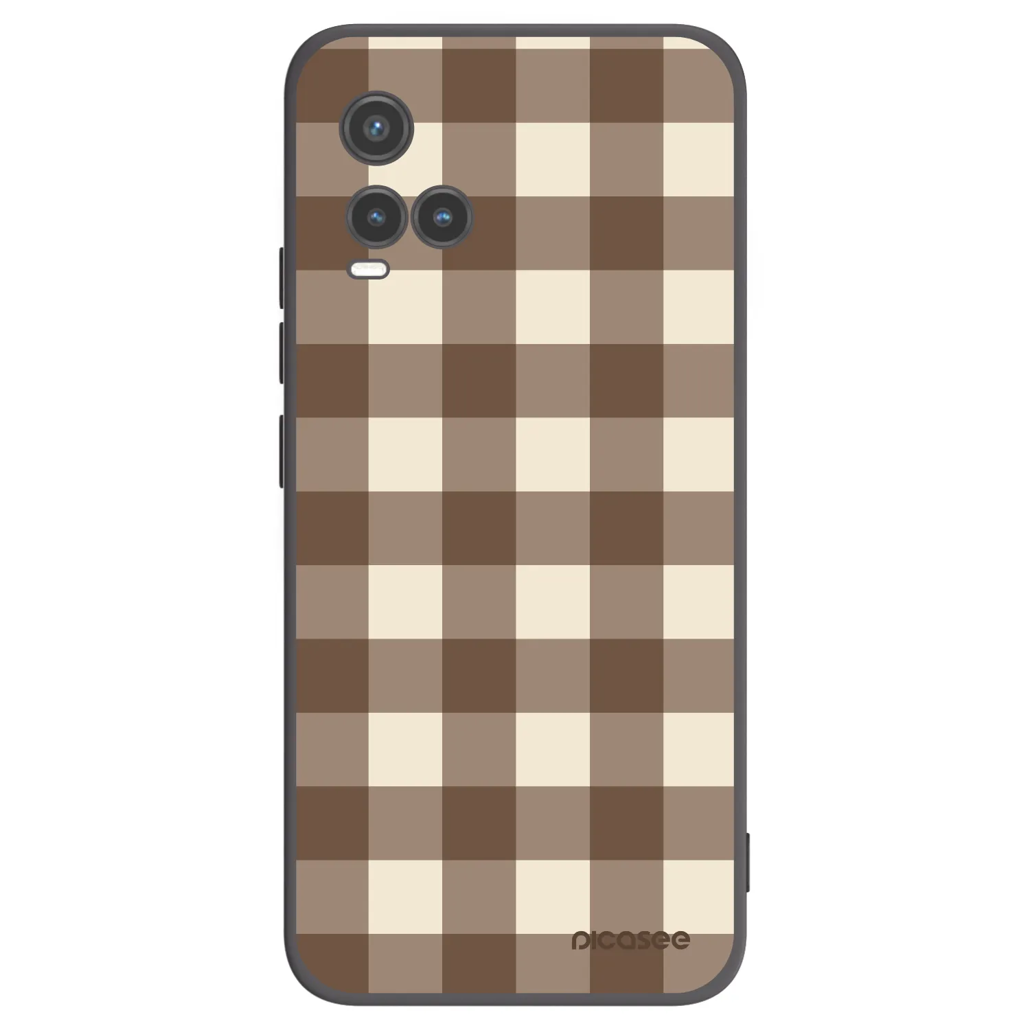Picasee silikonowe czarne etui na Vivo Y33s - Brown grid