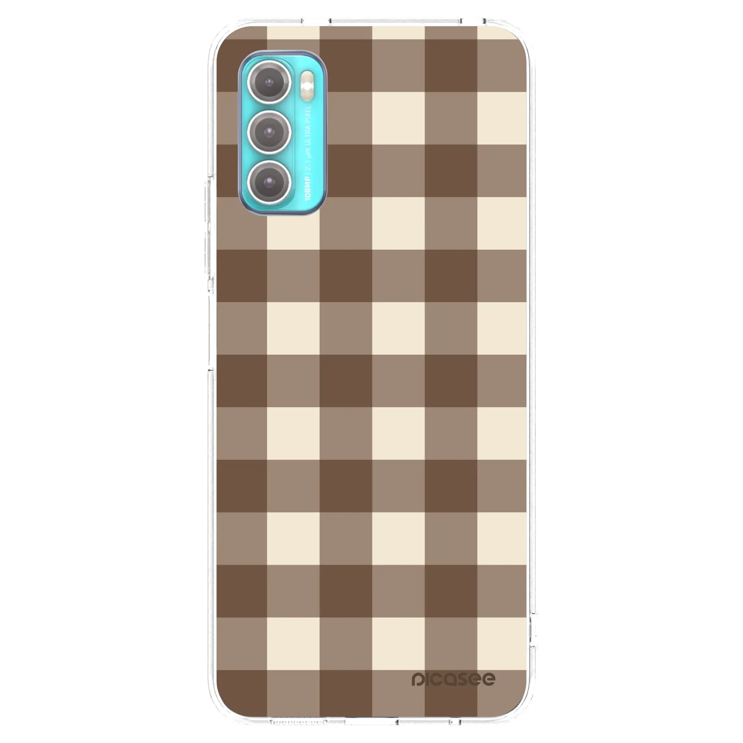 Picasee silikonowe przeźroczyste etui na Motorola Moto G60 - Brown grid