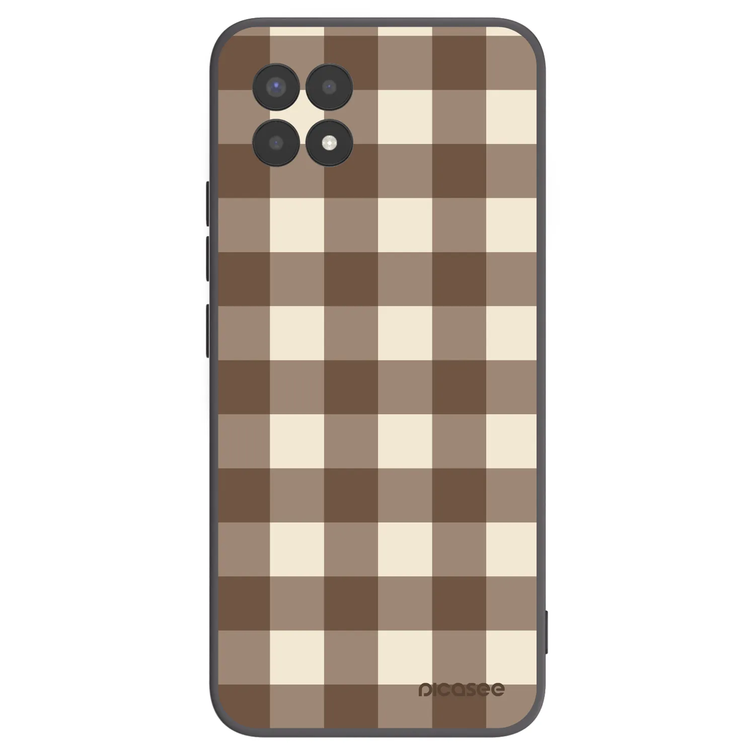 Picasee silikonowe czarne etui na Realme 8i - Brown grid