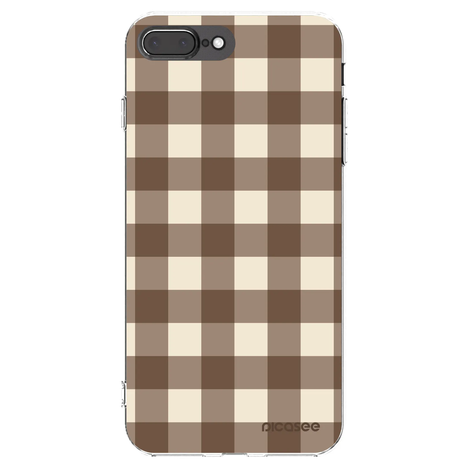Picasee silikonowe przeźroczyste etui na Apple iPhone 7 Plus - Brown grid