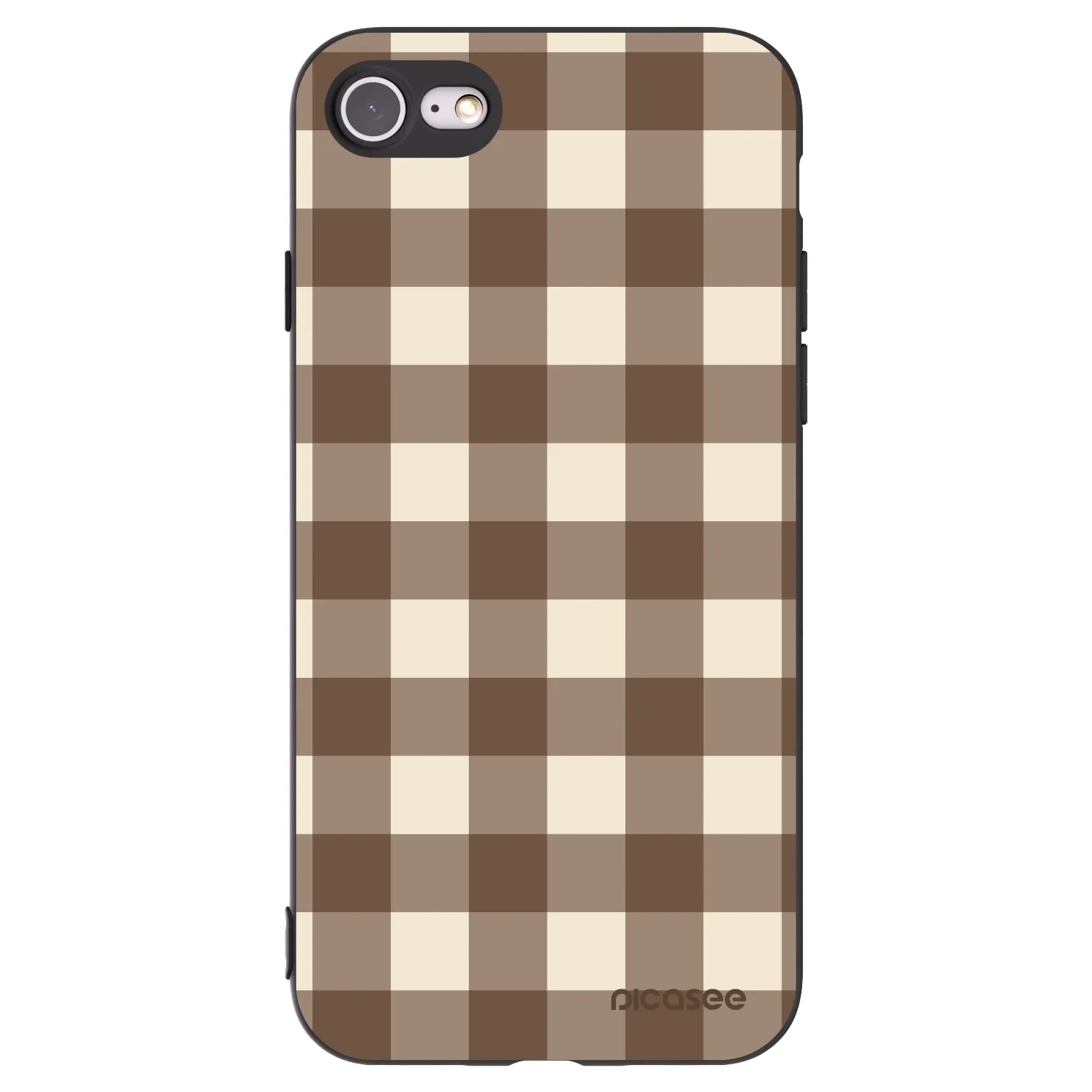 Picasee silikonowe czarne etui na Apple iPhone SE 2022 - Brown grid