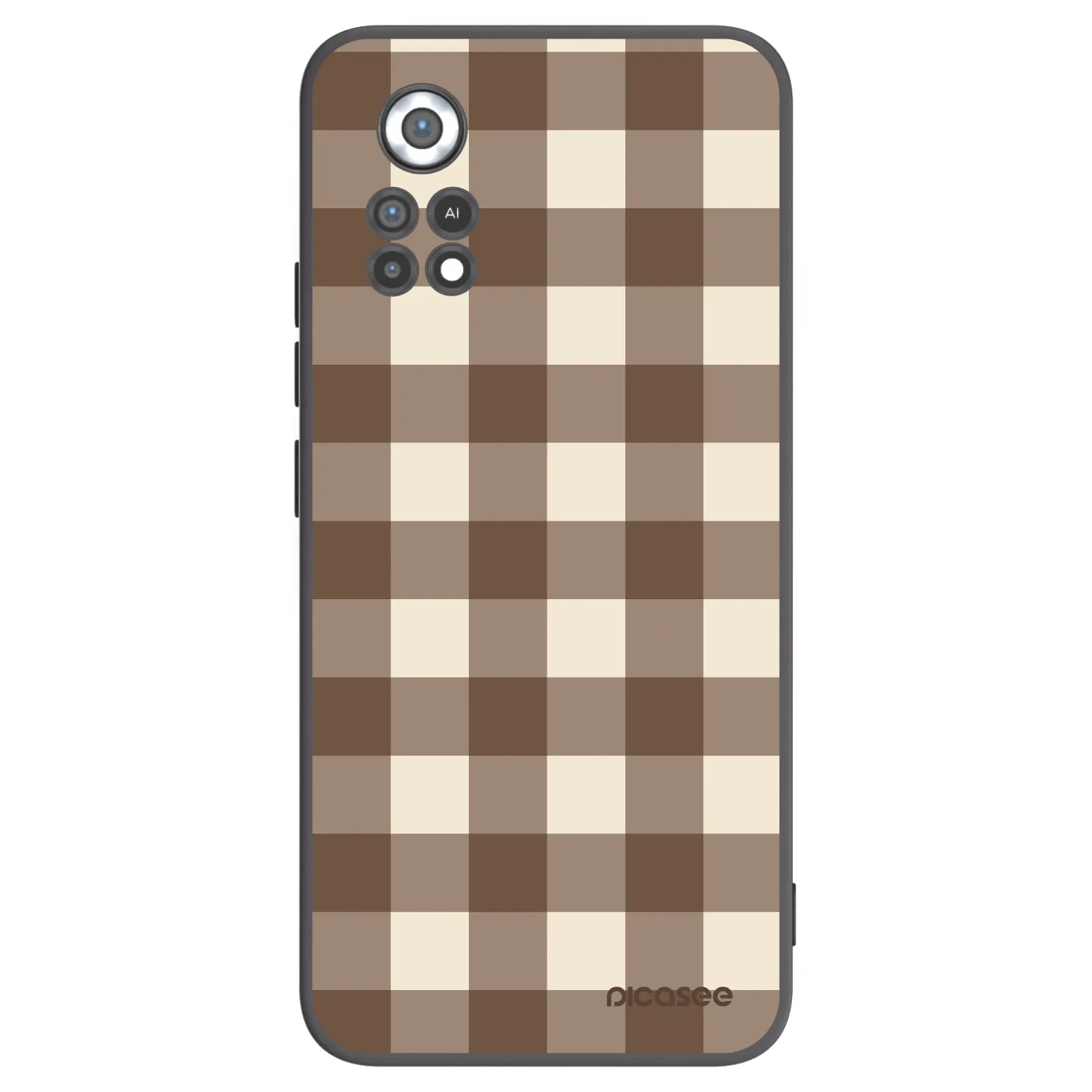 Picasee silikonowe czarne etui na Xiaomi Poco X4 Pro 5G - Brown grid