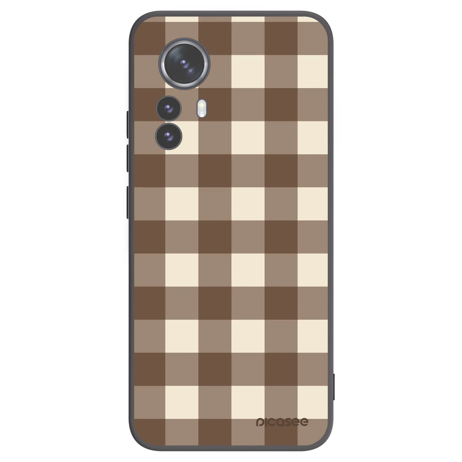 Picasee silikonowe czarne etui na Xiaomi 12 Pro - Brown grid