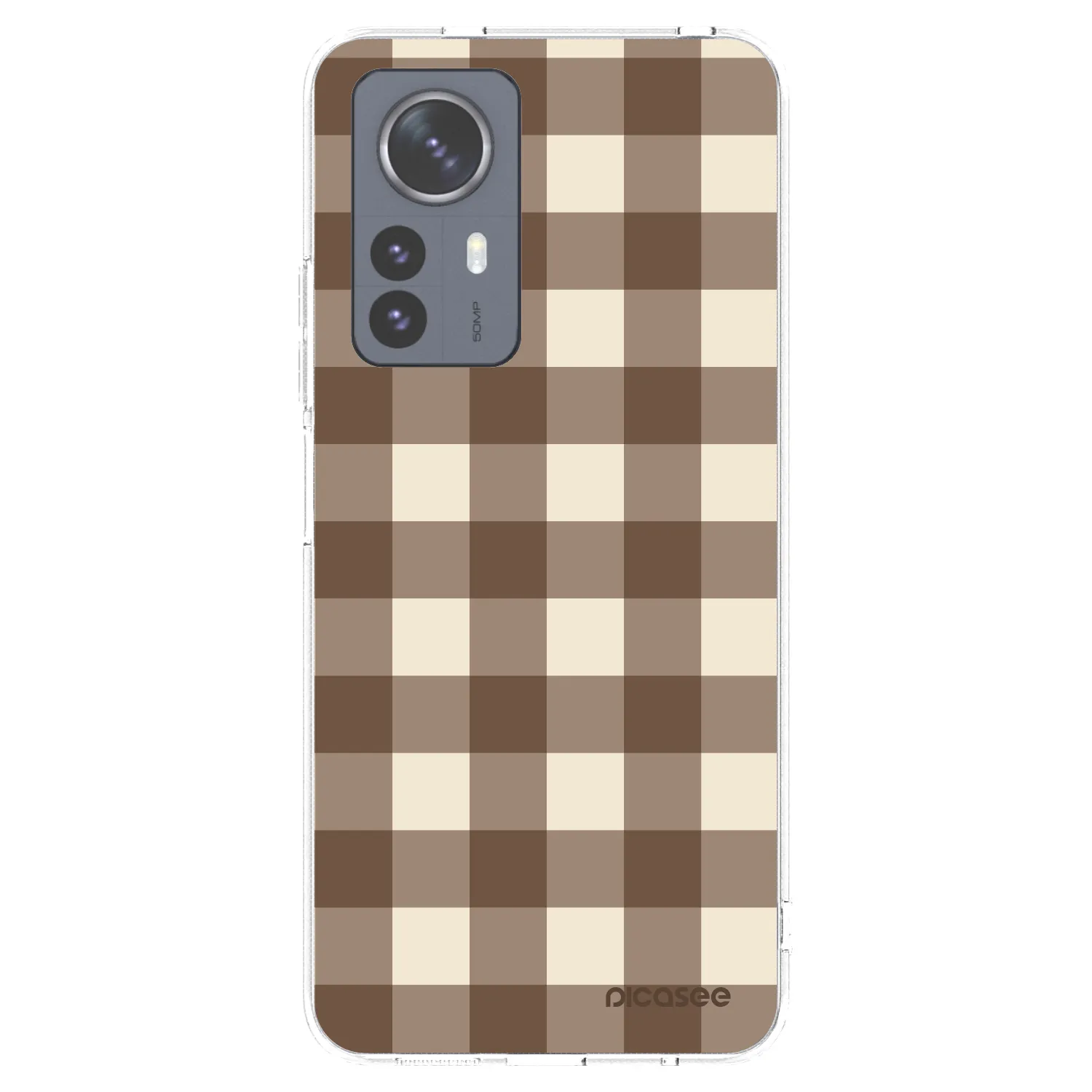 Picasee silikonowe przeźroczyste etui na Xiaomi 12 Pro - Brown grid