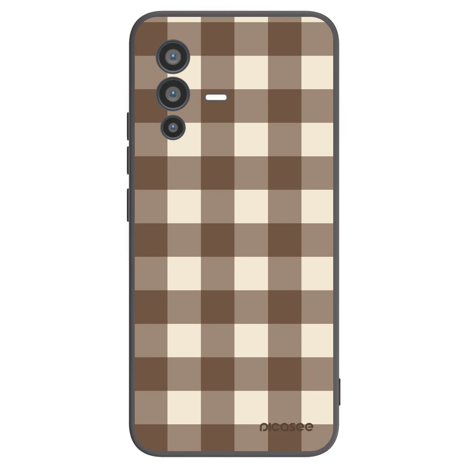 Picasee silikonowe czarne etui na Vivo V23 5G - Brown grid