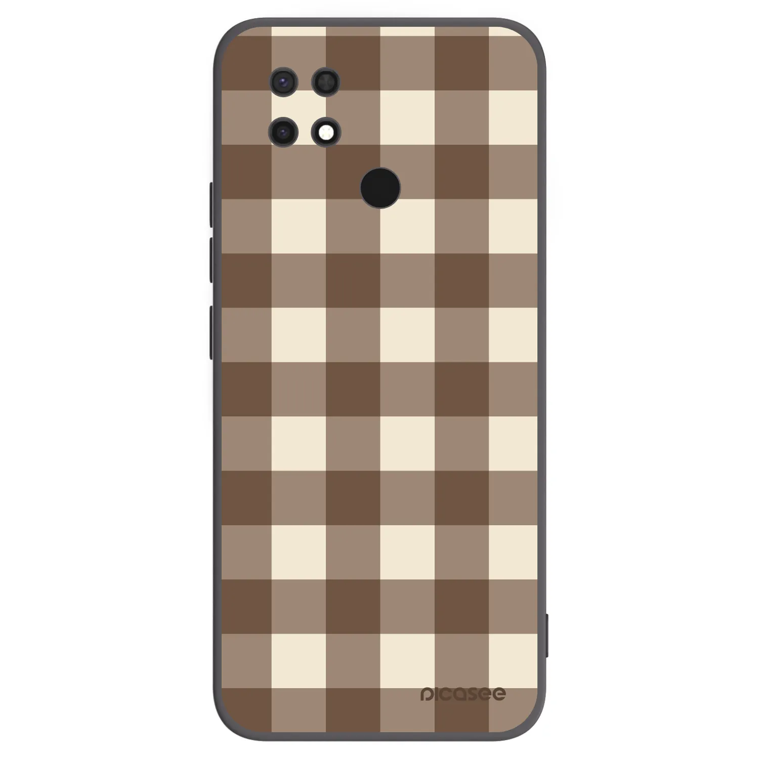 Picasee silikonowe czarne etui na Xiaomi Redmi 10C - Brown grid