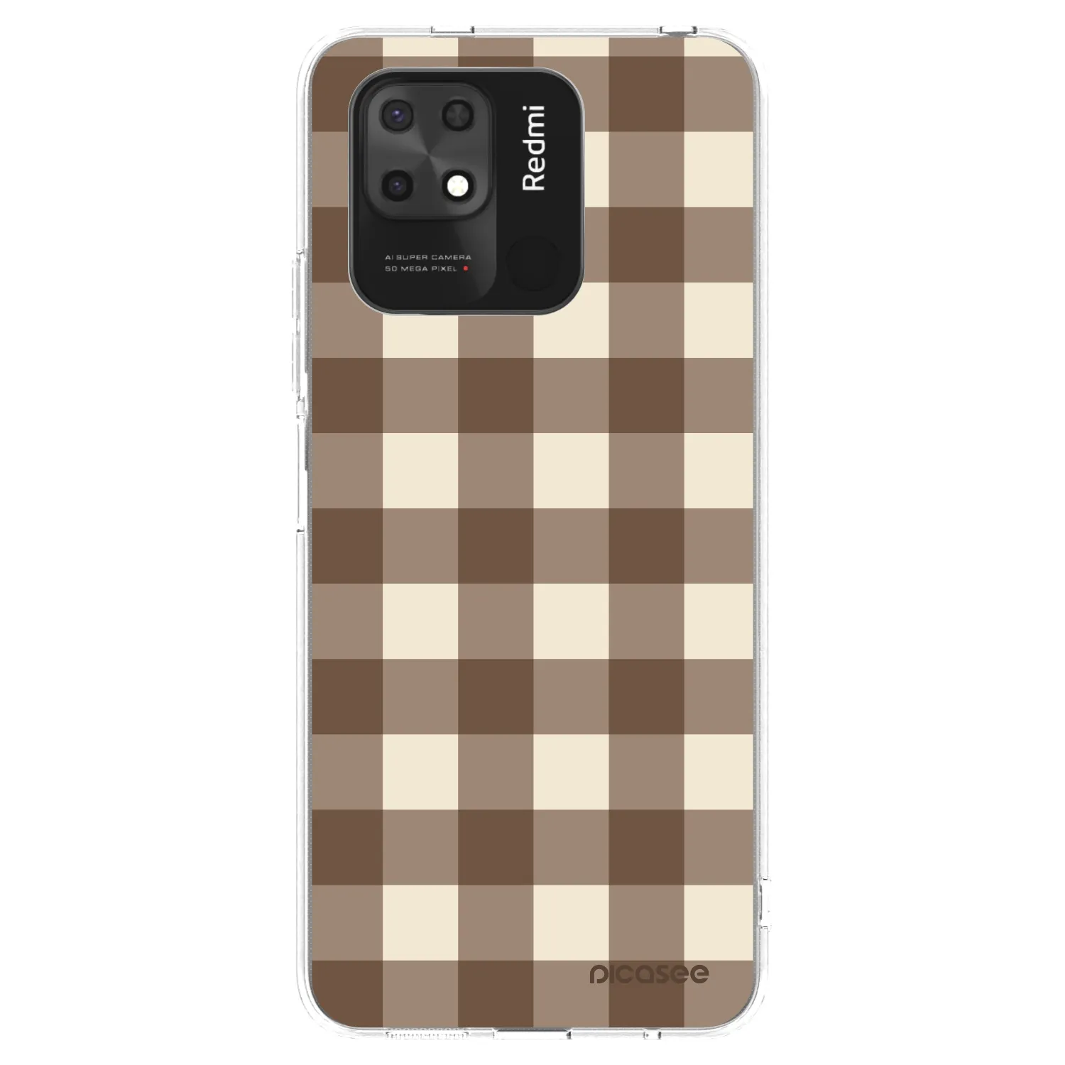Picasee silikonowe przeźroczyste etui na Xiaomi Redmi 10C - Brown grid