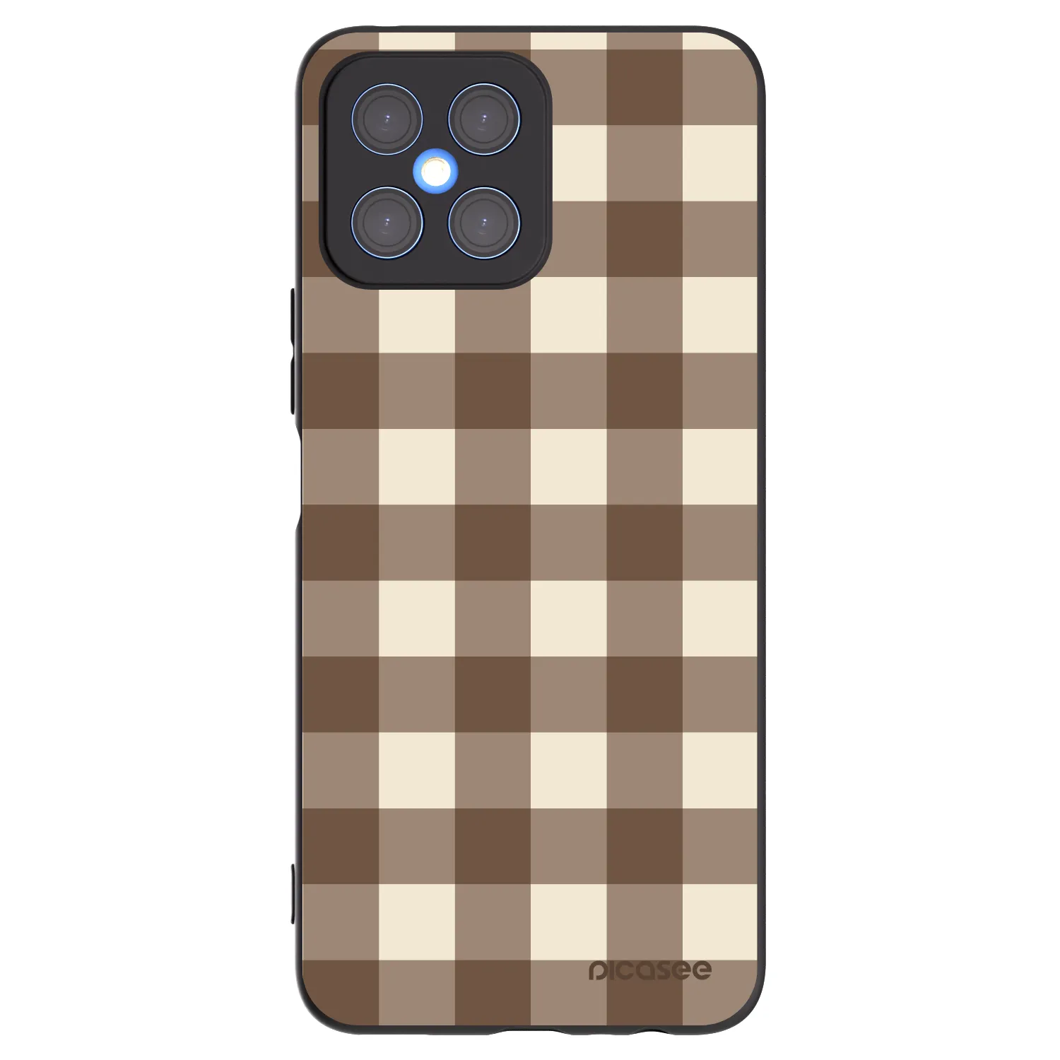 Picasee silikonowe czarne etui na Honor X8 4G - Brown grid