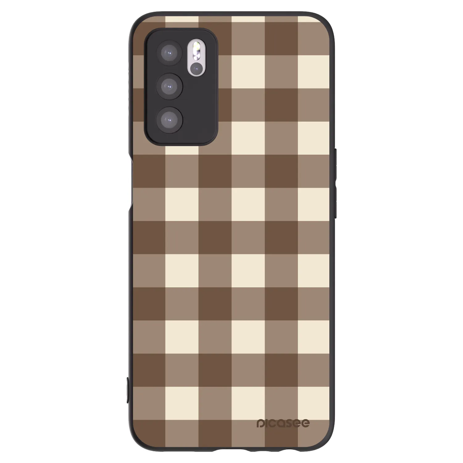 Picasee silikonowe czarne etui na OPPO A16s - Brown grid
