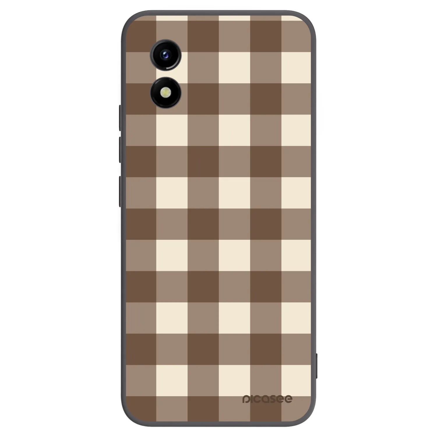 Picasee silikonowe czarne etui na Vivo Y01 - Brown grid